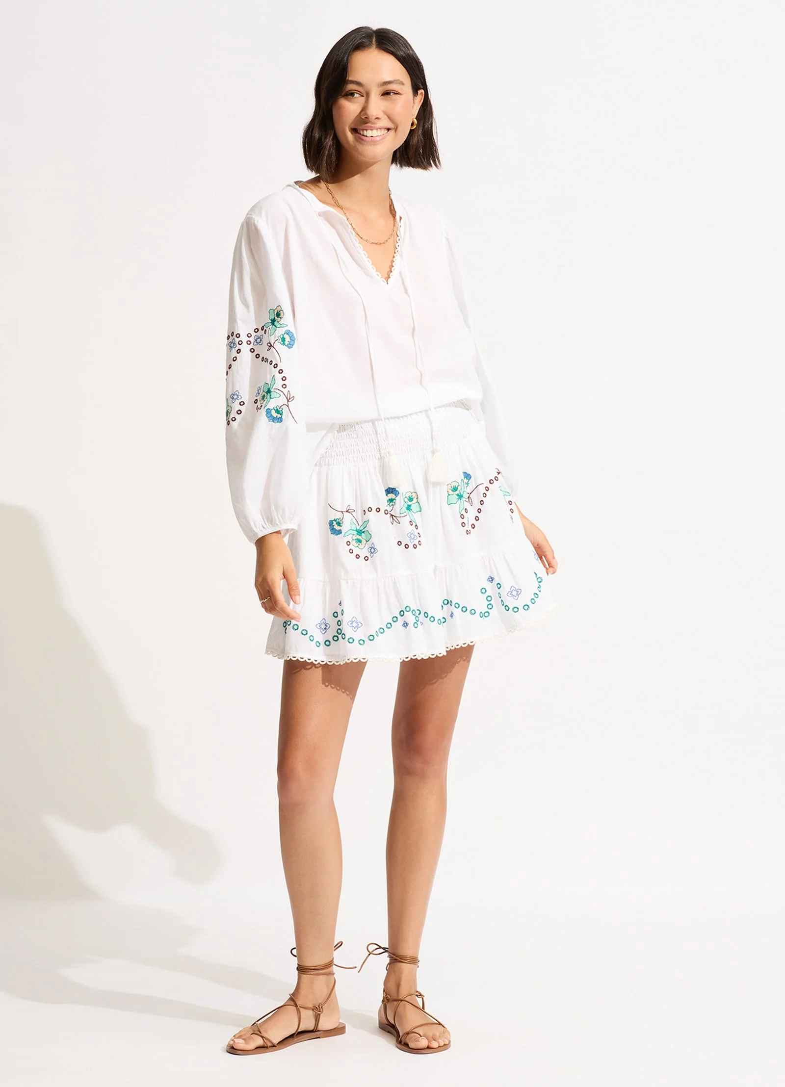 Eden Embroidery Skirt - White - Image 2