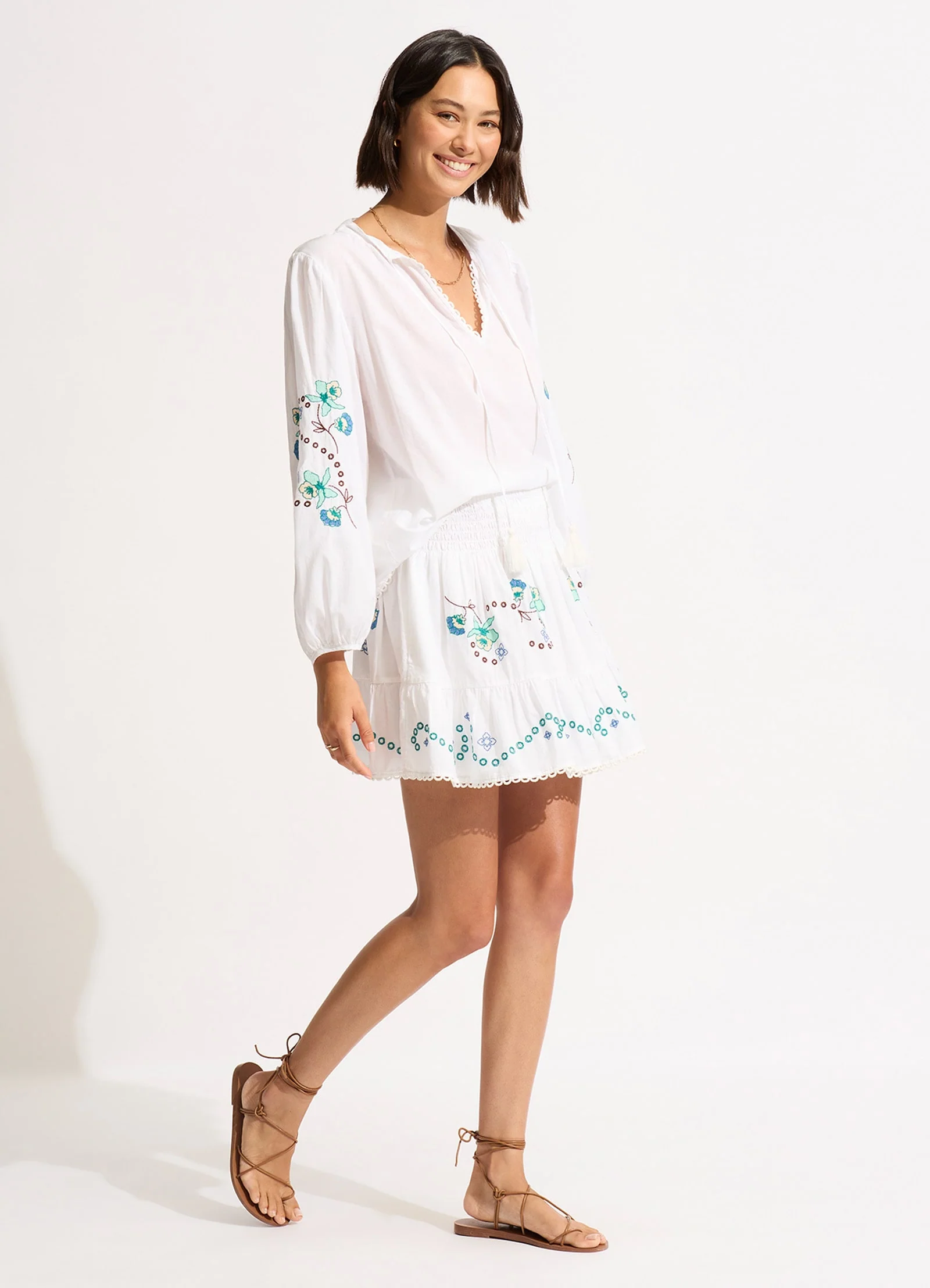 Eden Embroidery Skirt - White - Image 3