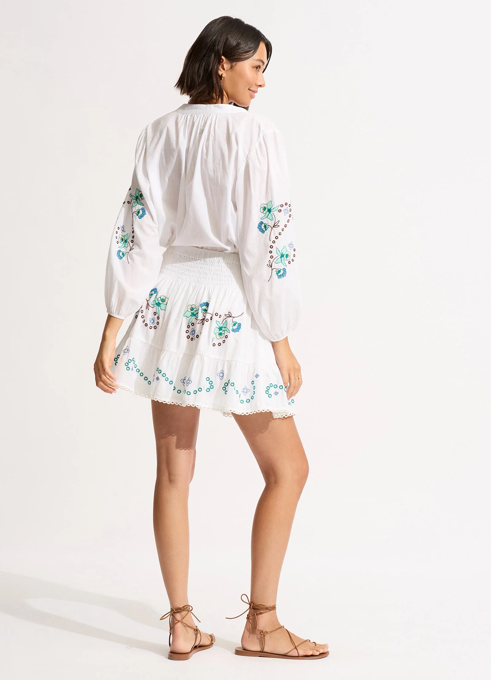 Eden Embroidery Skirt - White - Image 4
