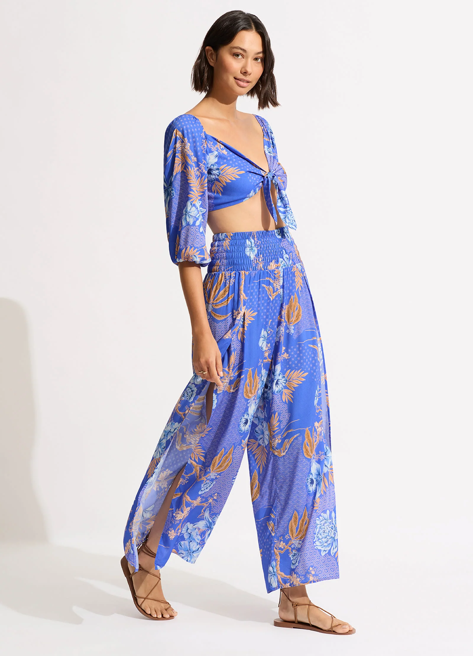 Eden Shirring Pant - Azure - Image 3