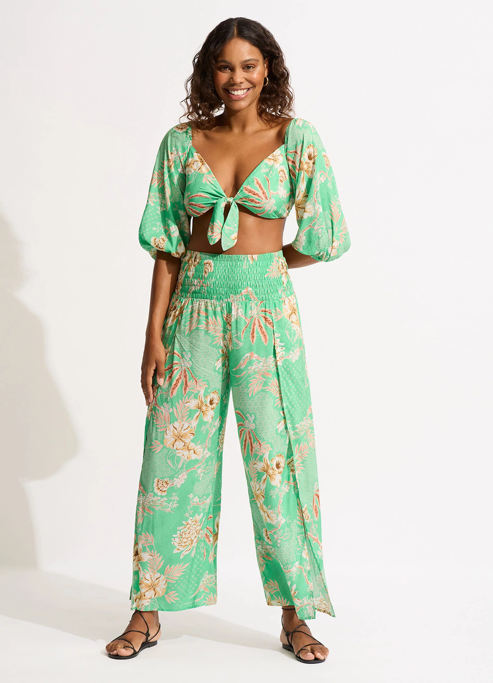 Eden Shirring Pant - Mint - Image 3