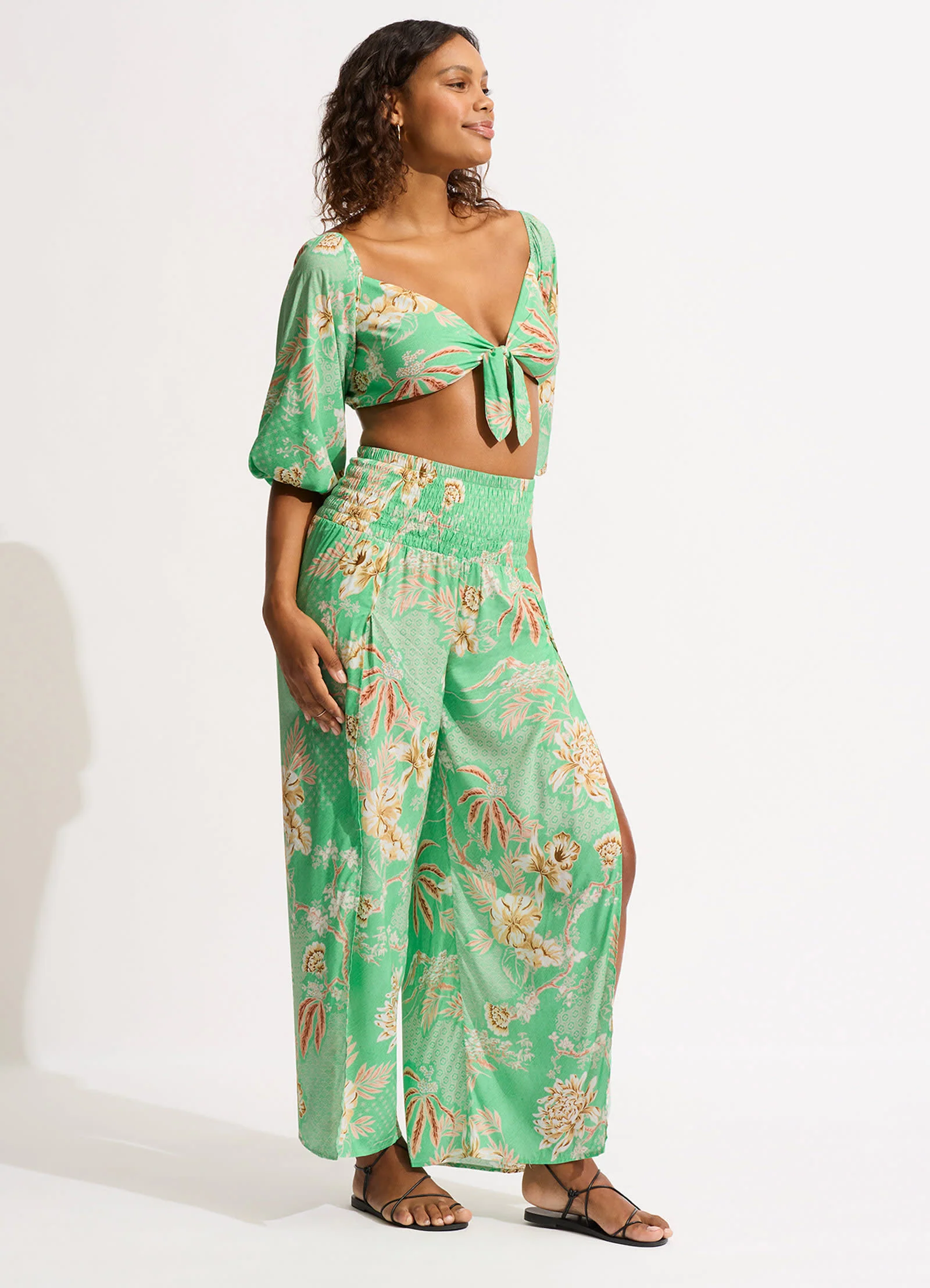 Eden Shirring Pant - Mint - Image 4