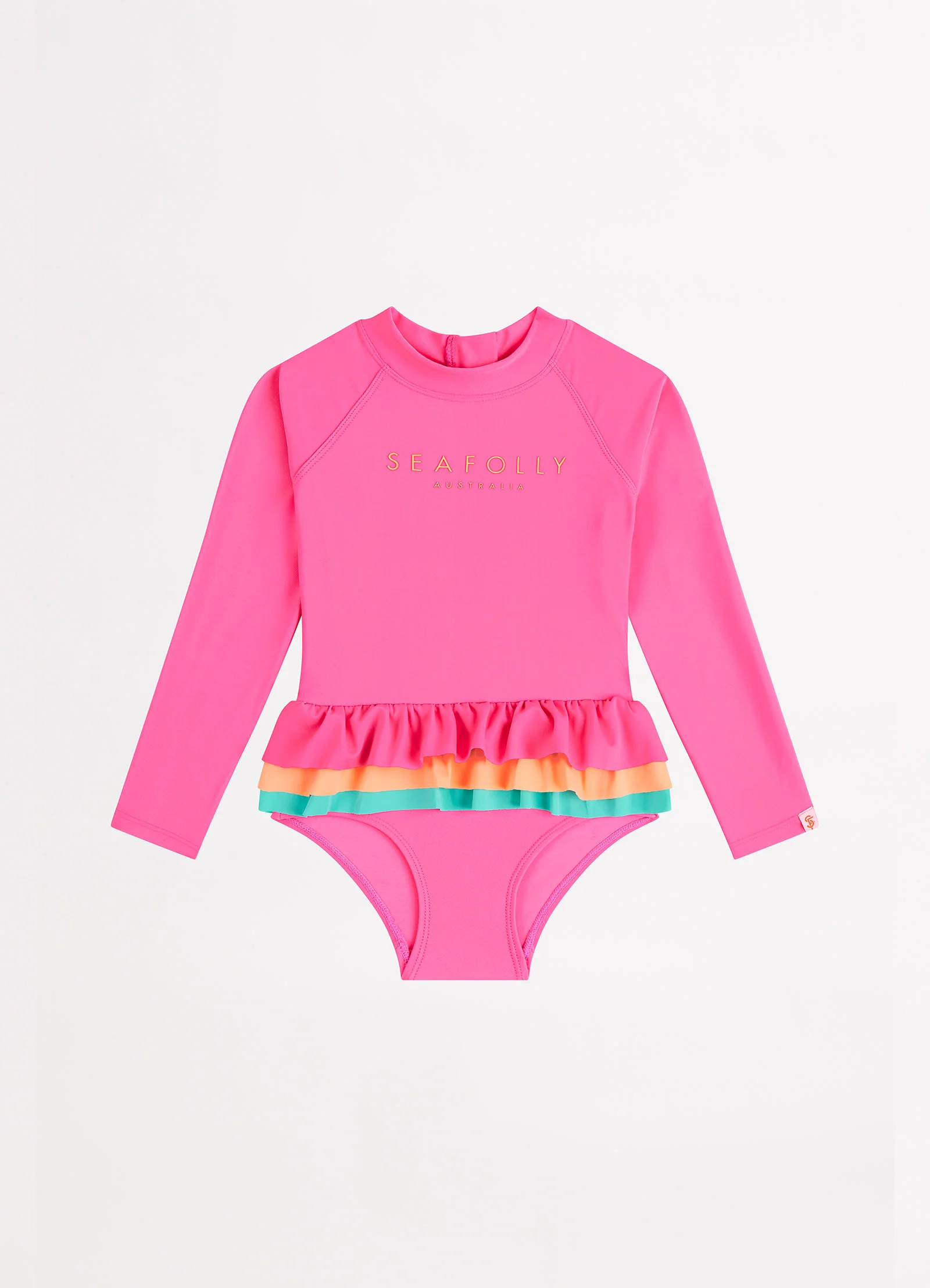 Essential Girls Colour Blocked Paddlesuit - Peony - Image 2