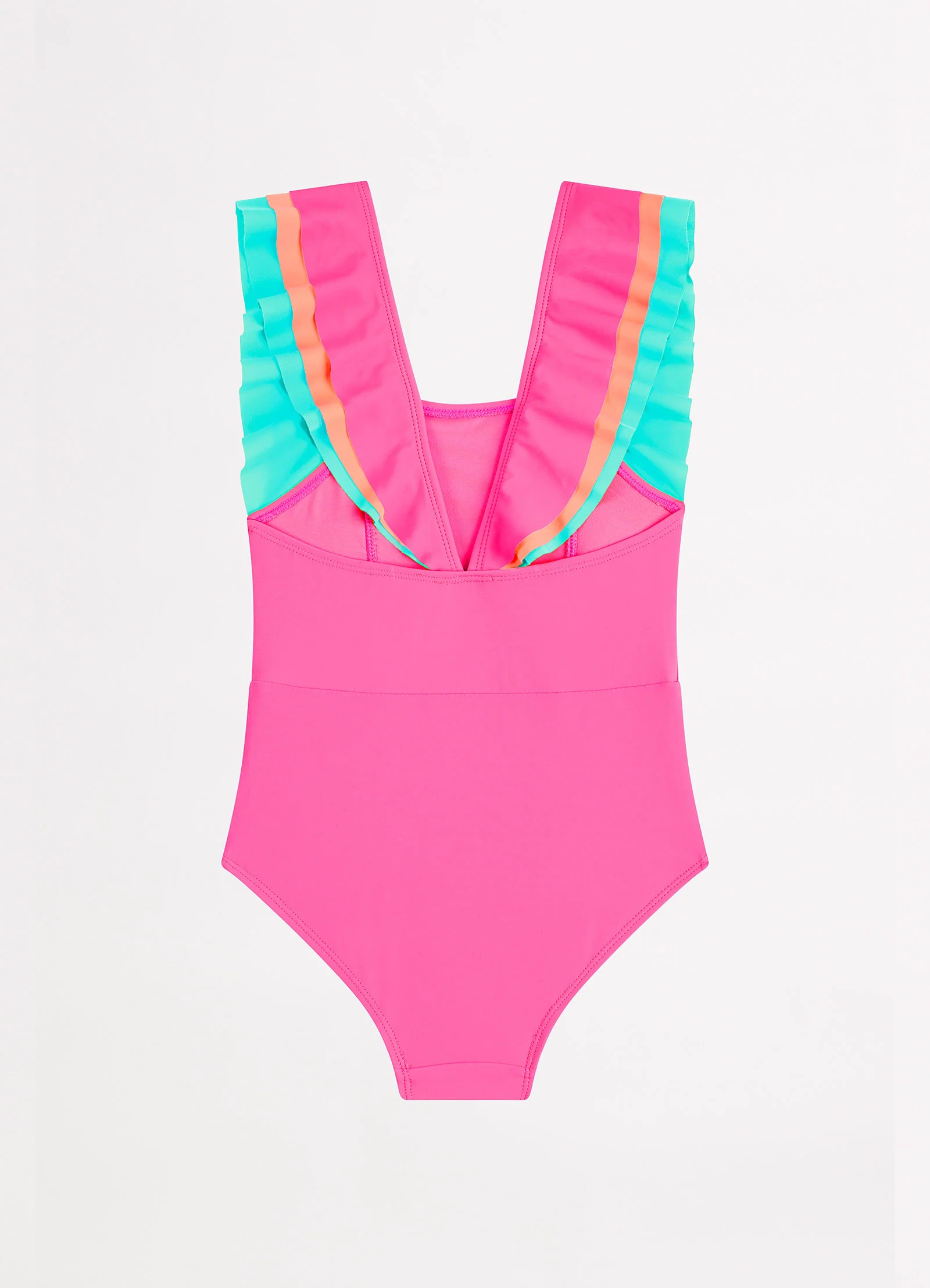 Essentials Girls Colour Blocked One Piece - Peony - Image 3
