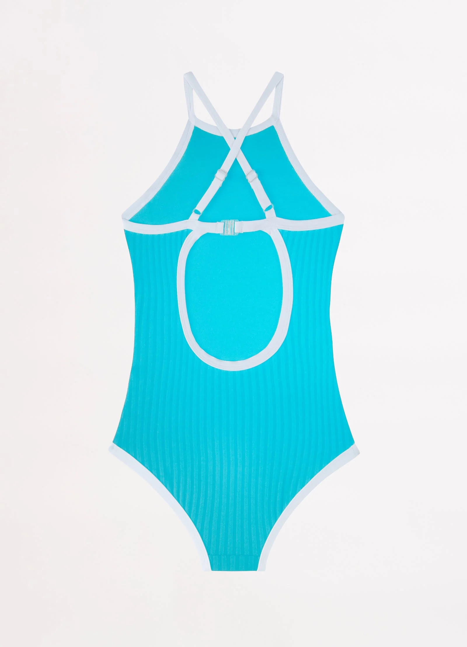 Essentials Girls High Neck One Piece - Aquamarine - Image 2