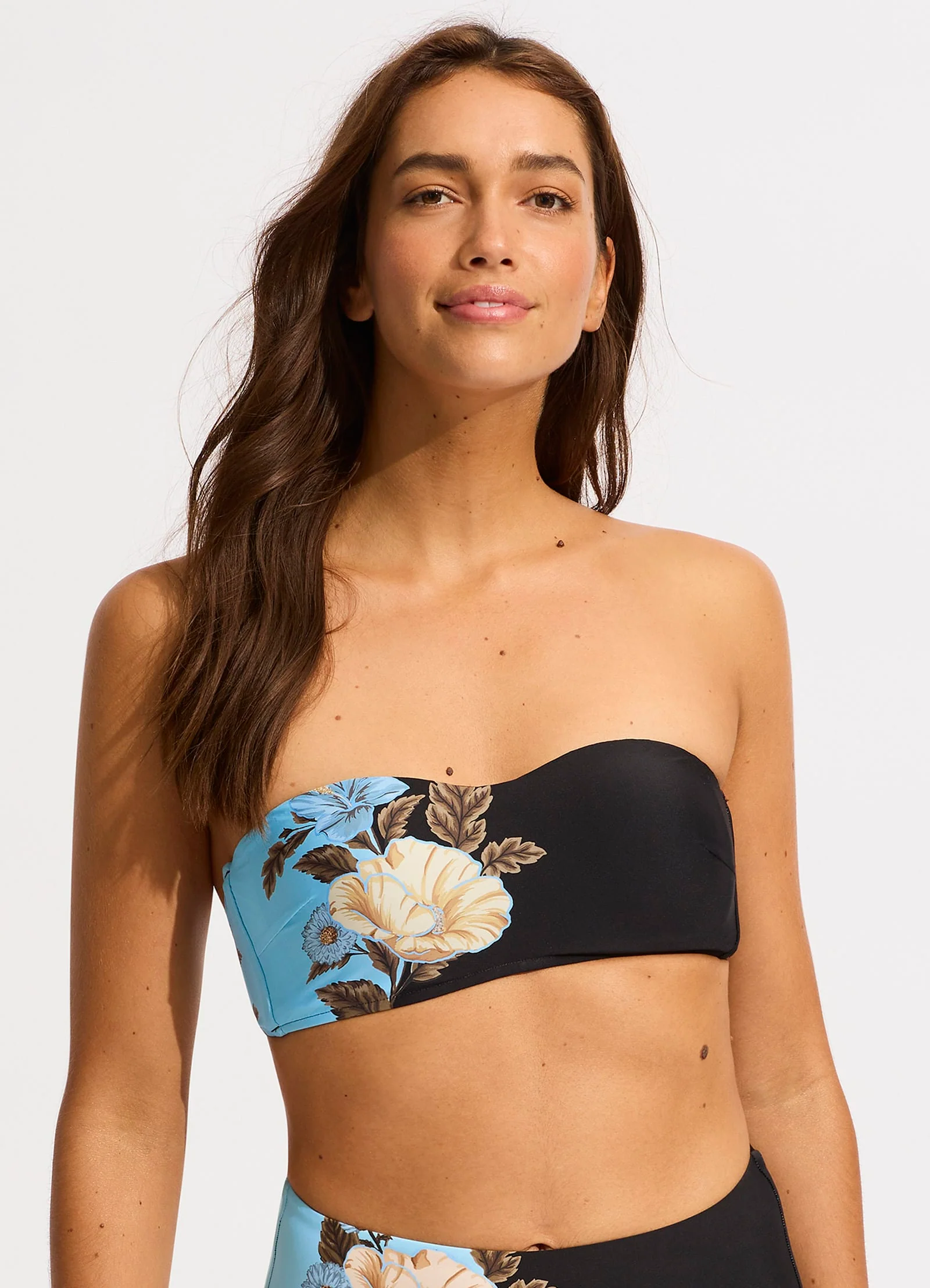 Garden Party Bustier Bandeau Bikini Top - Black - Image 2