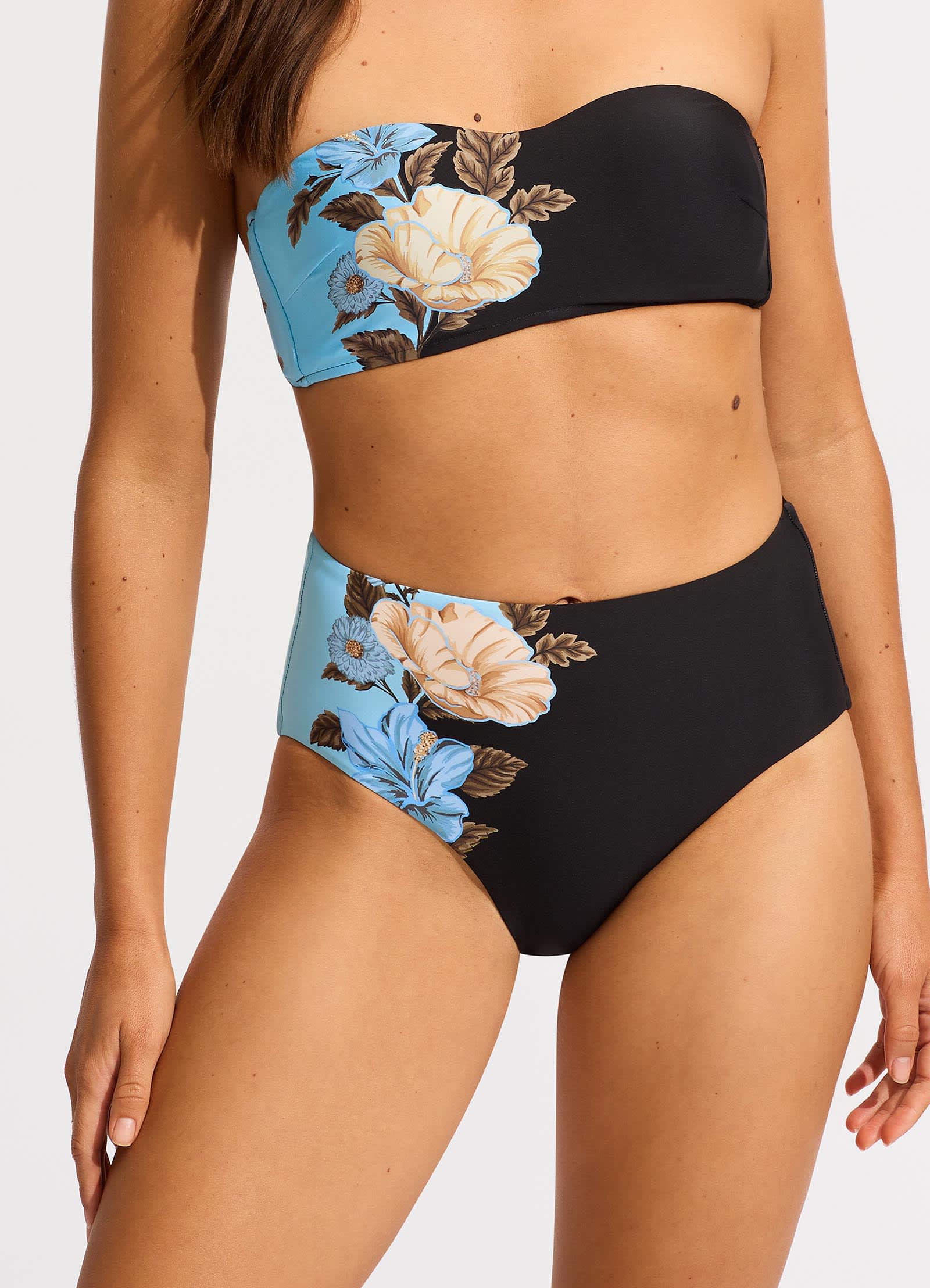 Garden Party High Waisted Bikini Bottom - Black - Image 2
