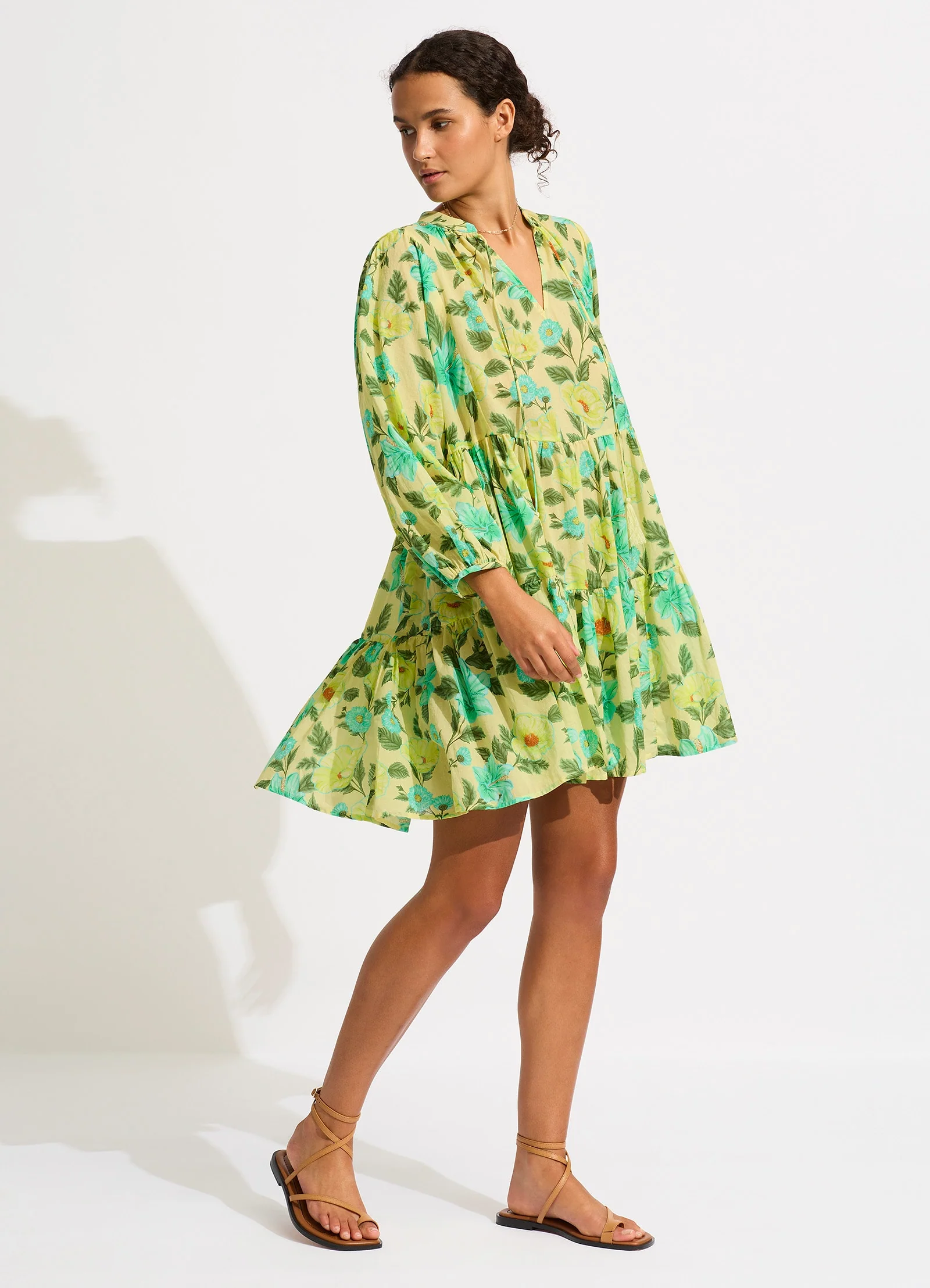 Garden Party Tiered Mini Dress - Lime Light - Image 2