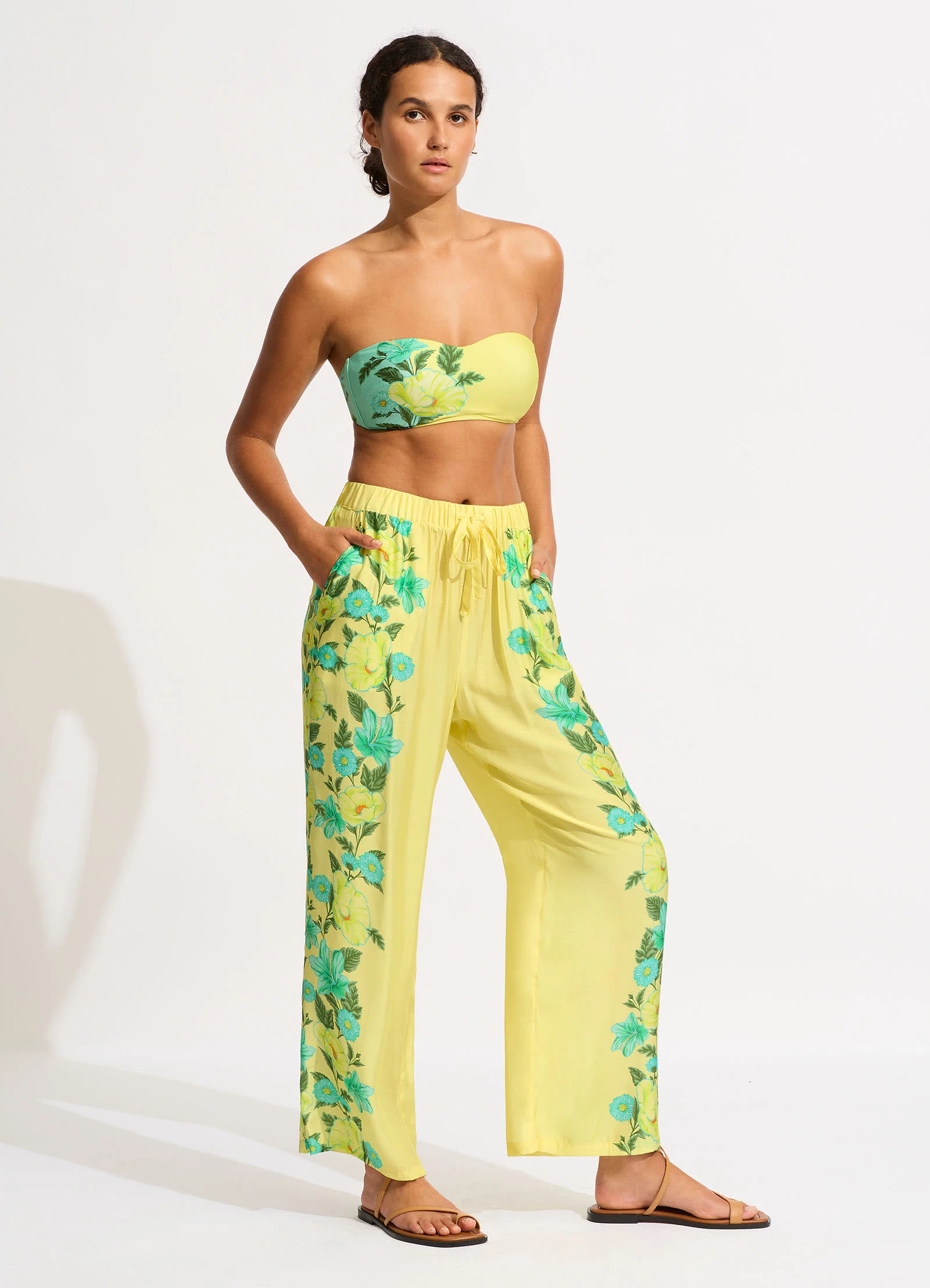 Garden Party Wide Leg Pant - Lime Light - Image 2