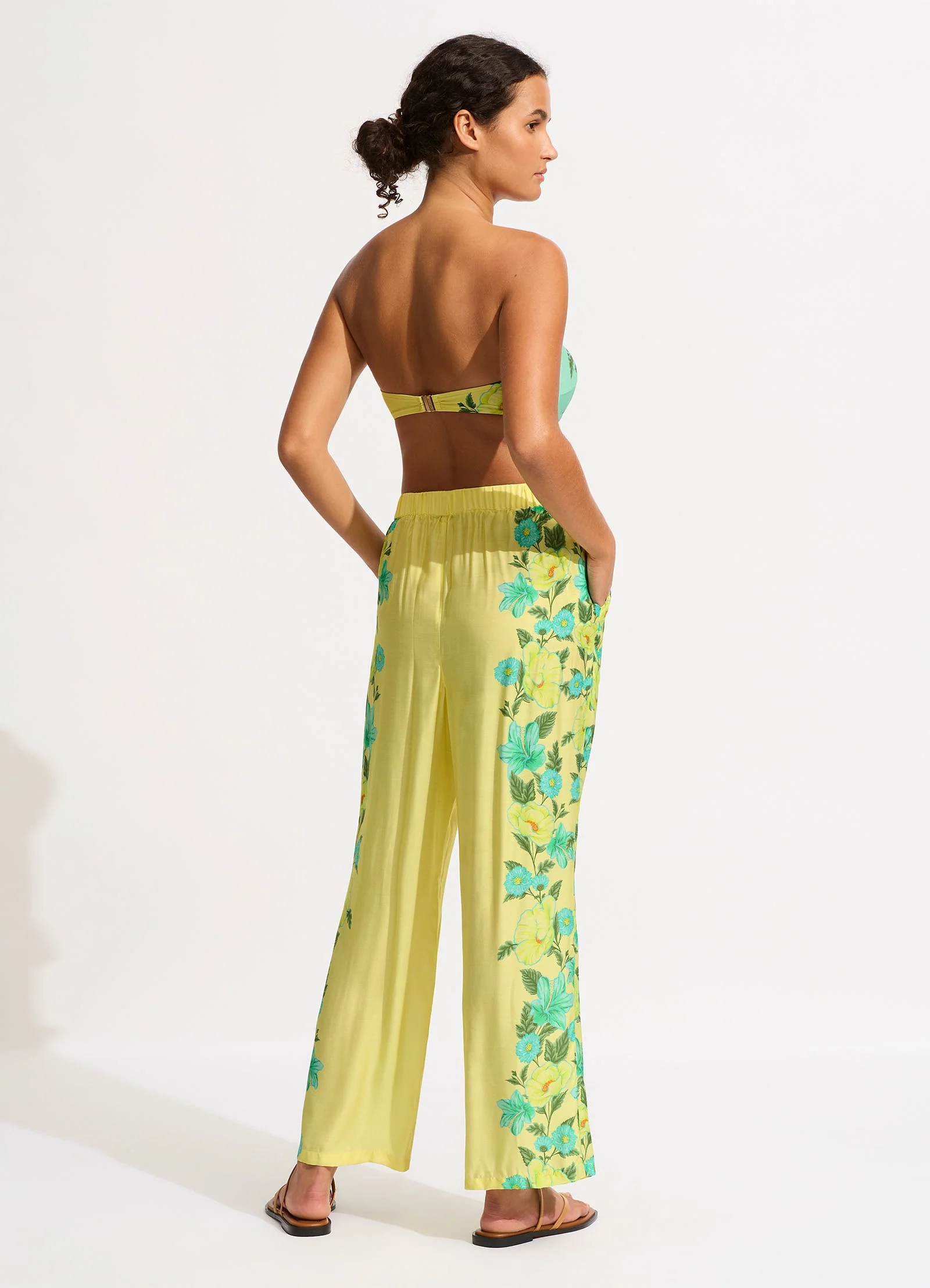 Garden Party Wide Leg Pant - Lime Light - Image 3