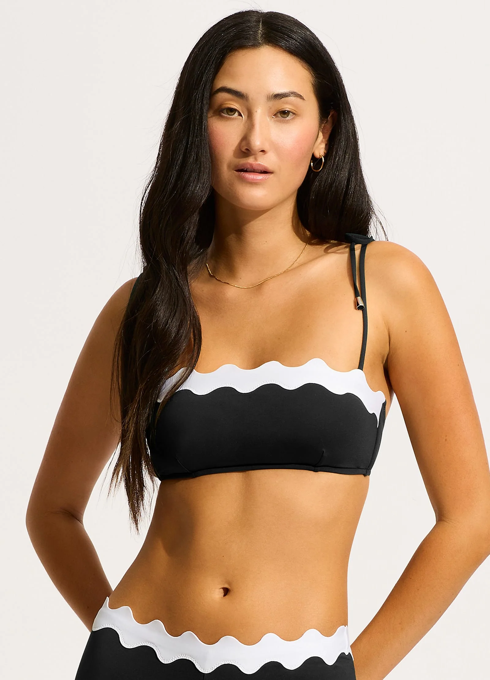 Gia Ric Rac Bustier Bandeau Bikini Top - Black - Image 2