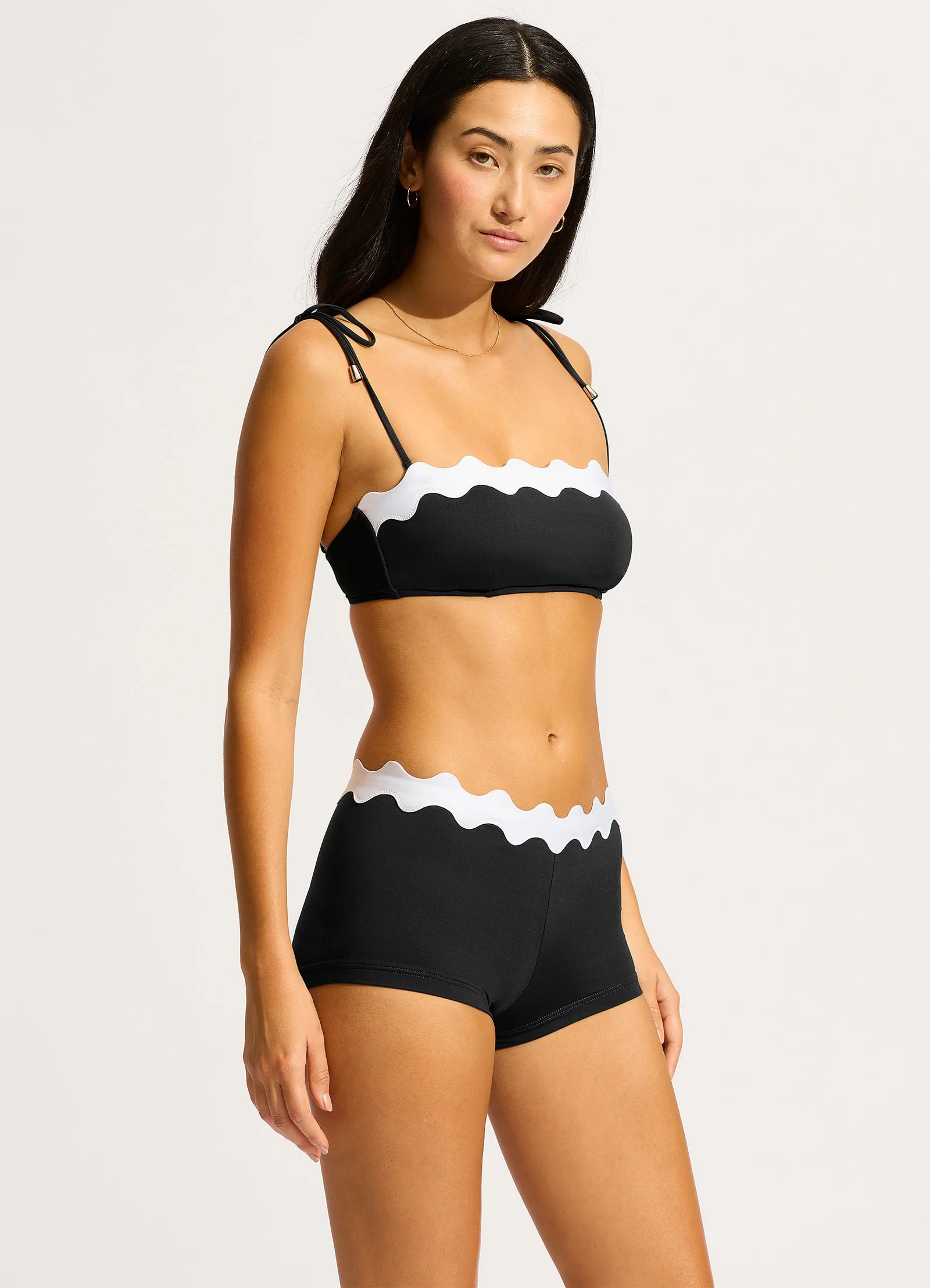 Gia Ric Rac Bustier Bandeau Bikini Top - Black - Image 3