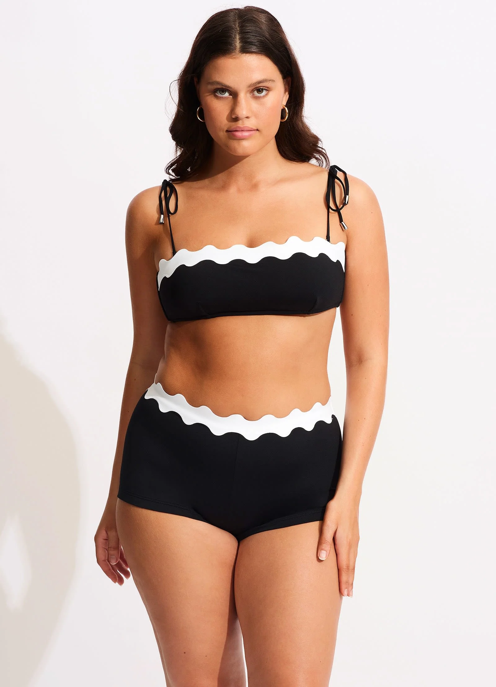 Gia Ric Rac Bustier Bandeau Bikini Top - Black - Image 5