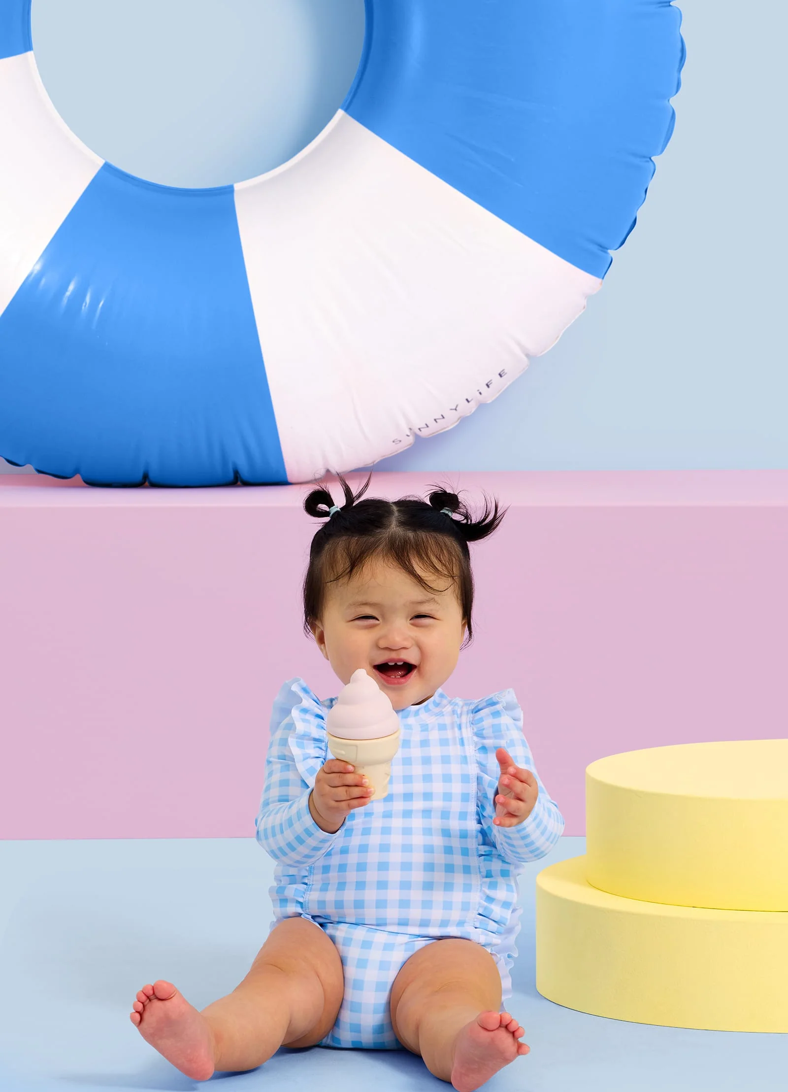 Gingham Frill Sunsuit - Placid Blue - Image 6