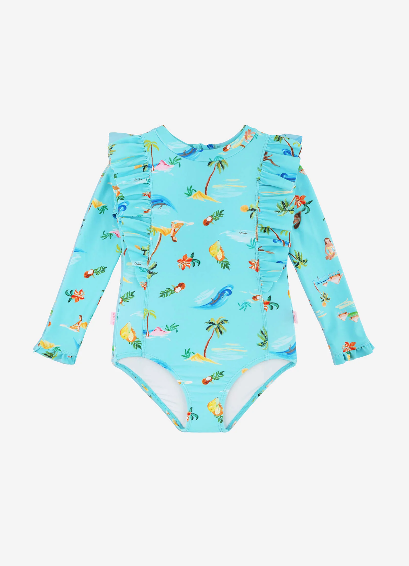 Isla Palm Frill Paddlesuit - Isla Palm Blue - Image 2