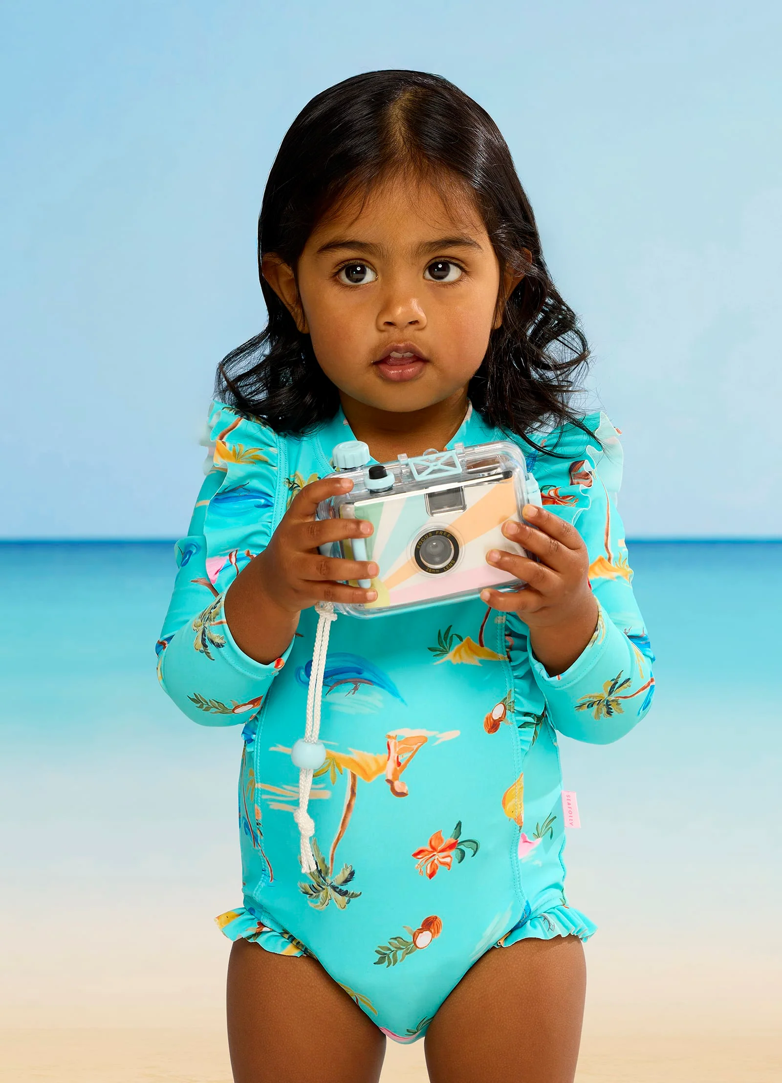 Isla Palm Frill Sunsuit - Isla Palm Blue - Image 2