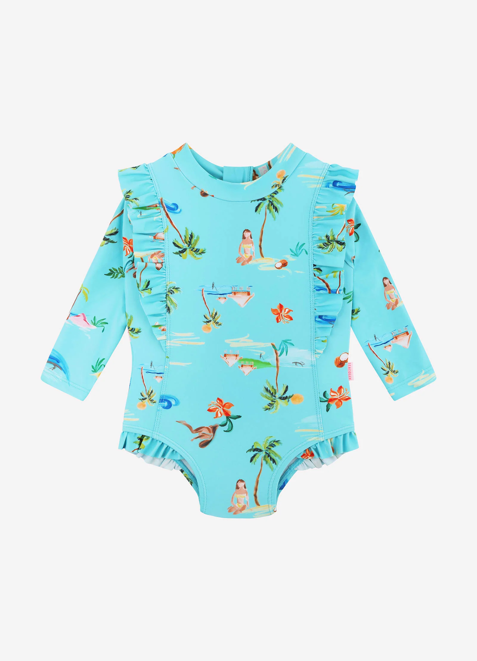 Isla Palm Frill Sunsuit - Isla Palm Blue - Image 3