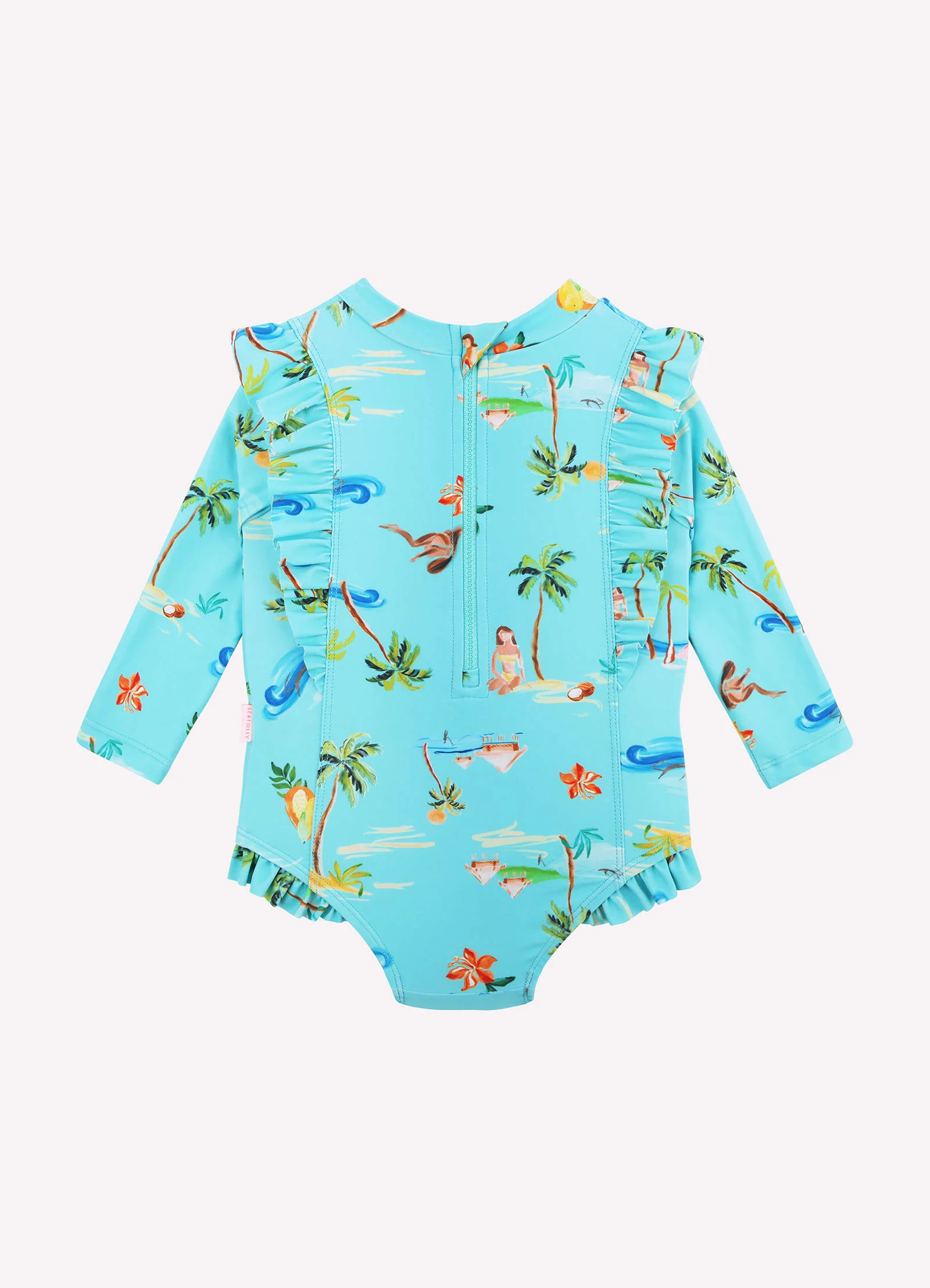 Isla Palm Frill Sunsuit - Isla Palm Blue - Image 4