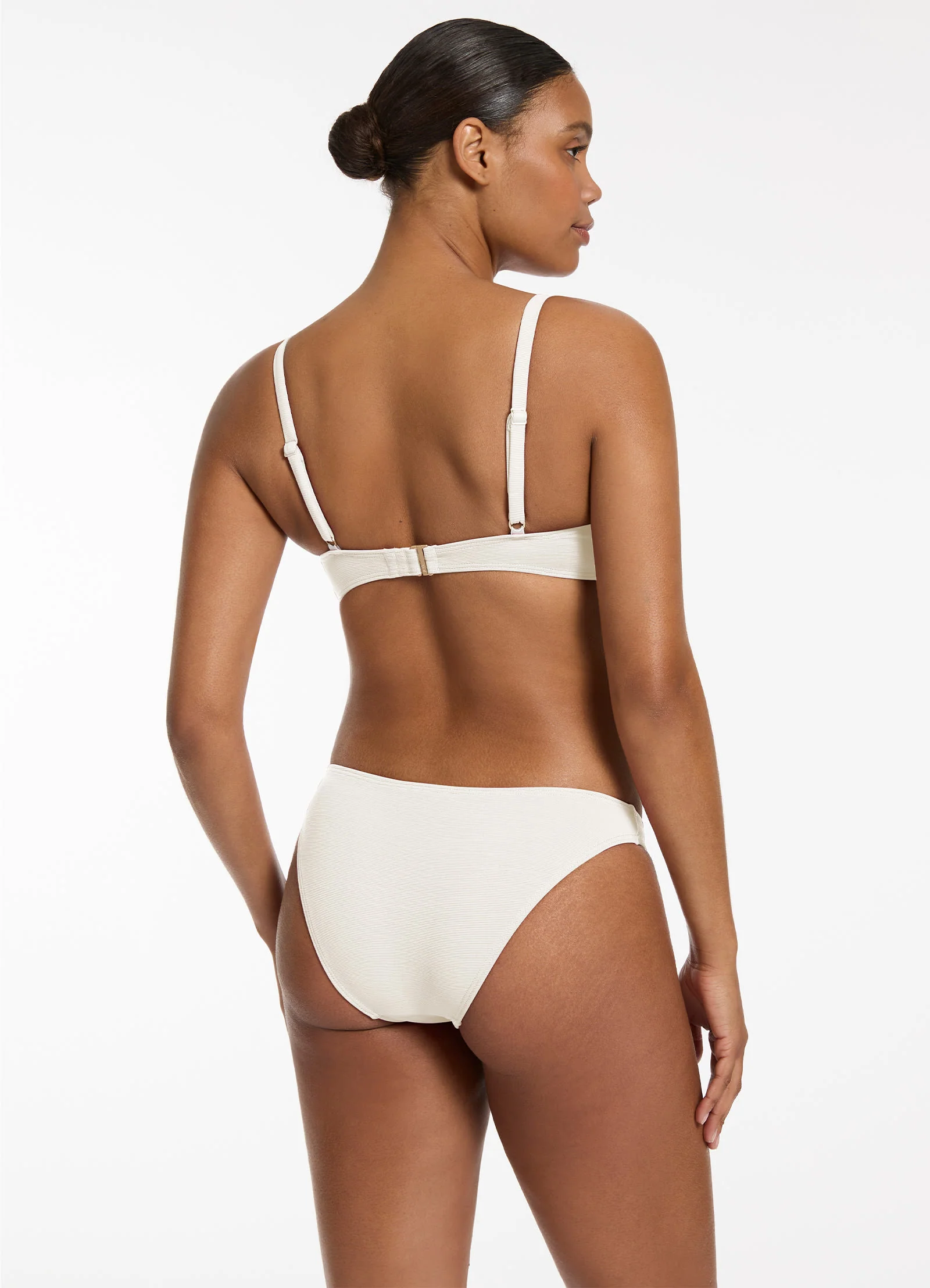 Isla Rib Hipster Bikini Bottom - Cream - Image 3