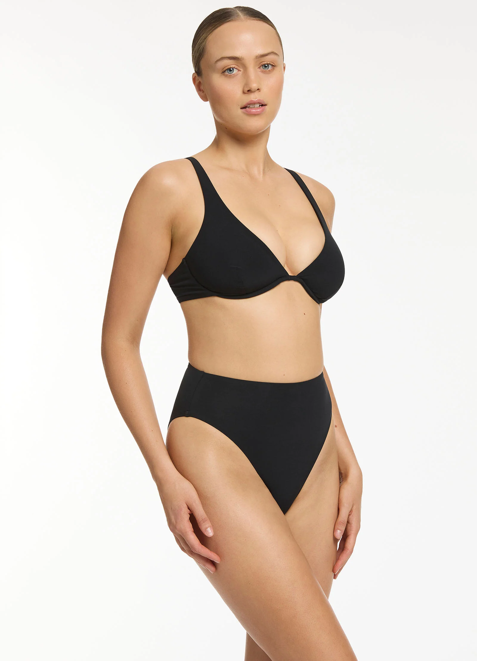 Jetset D-DD Underwire Triangle Bikini Top - Black - Image 3