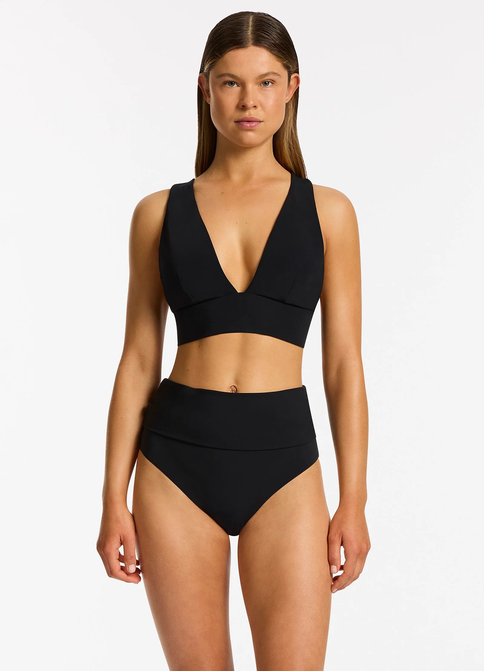 Jetset Fold Down High Waisted Bikini Bottom - Black - Image 4