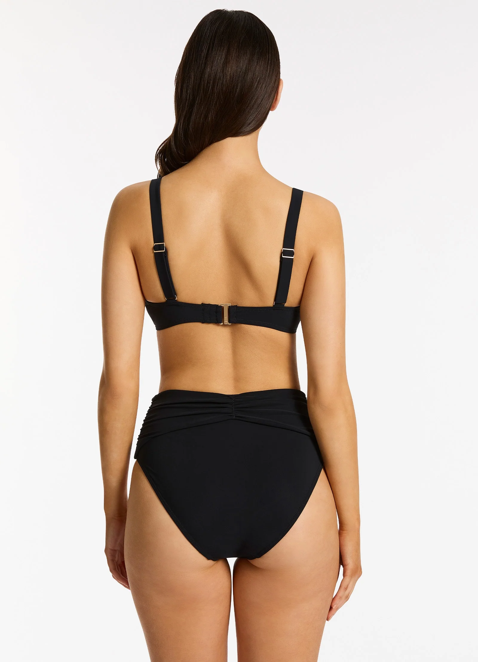 Jetset High Waist Ruched Bikini Bottom - Black - Image 2