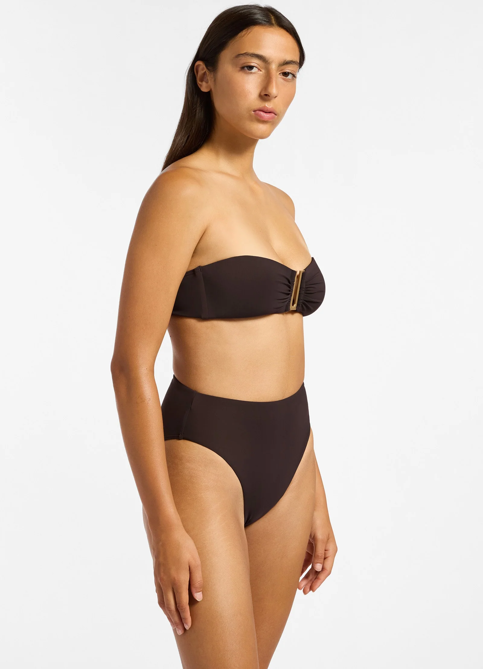 Jetset High Waisted Bikini Bottom - Chocolate - Image 3