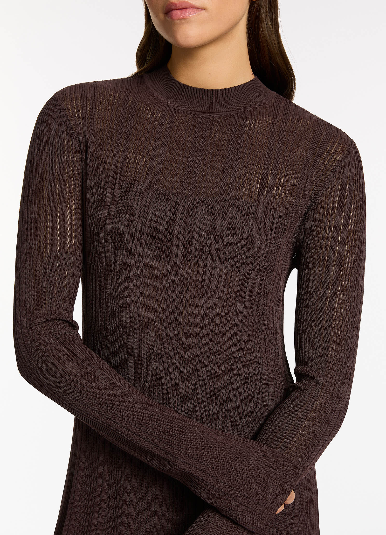 Jetset Knit Long Sleeve Top - Chocolate - Image 4