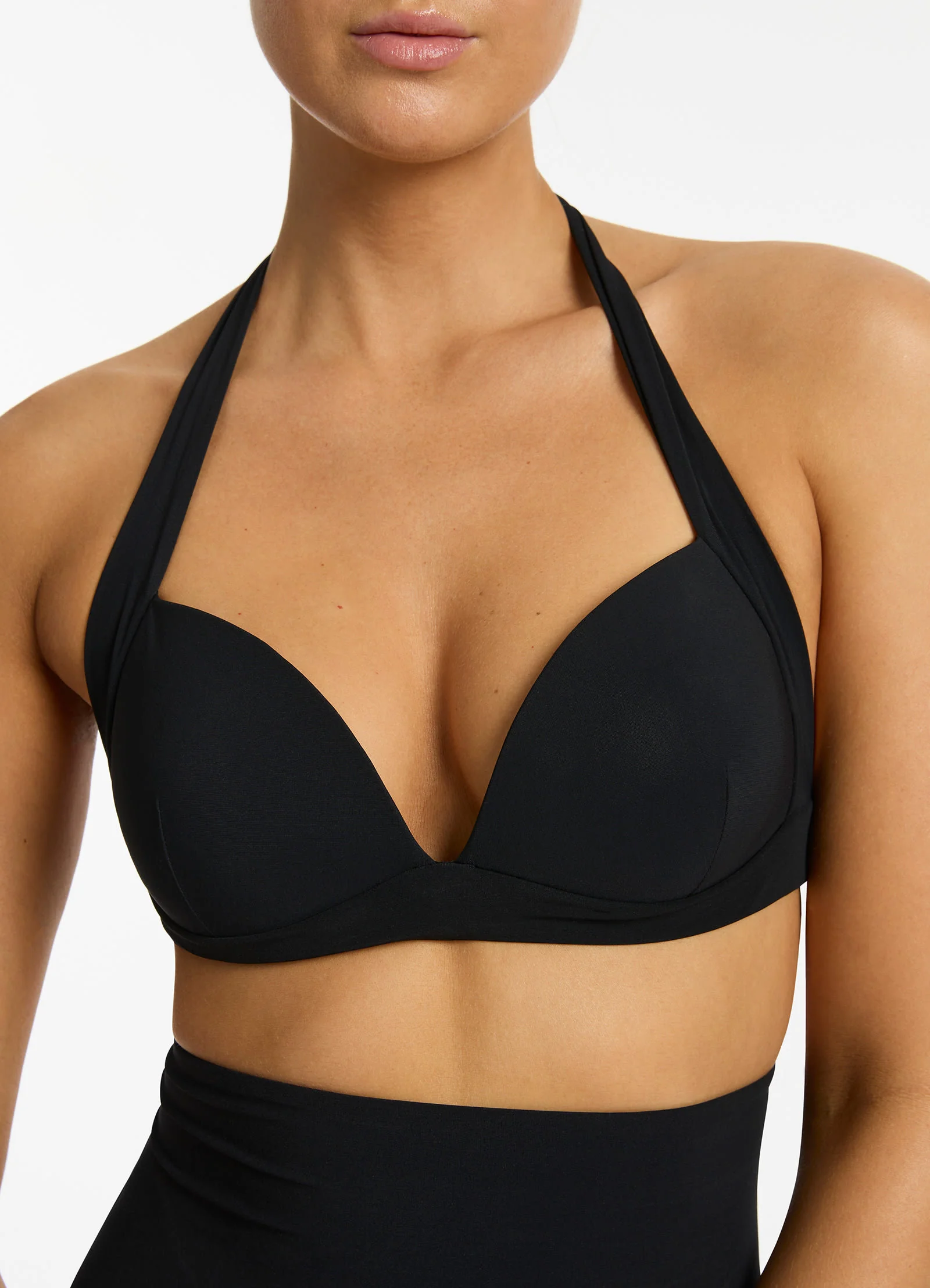 Jetset Moulded Halter Bikini Top - Black - Image 4