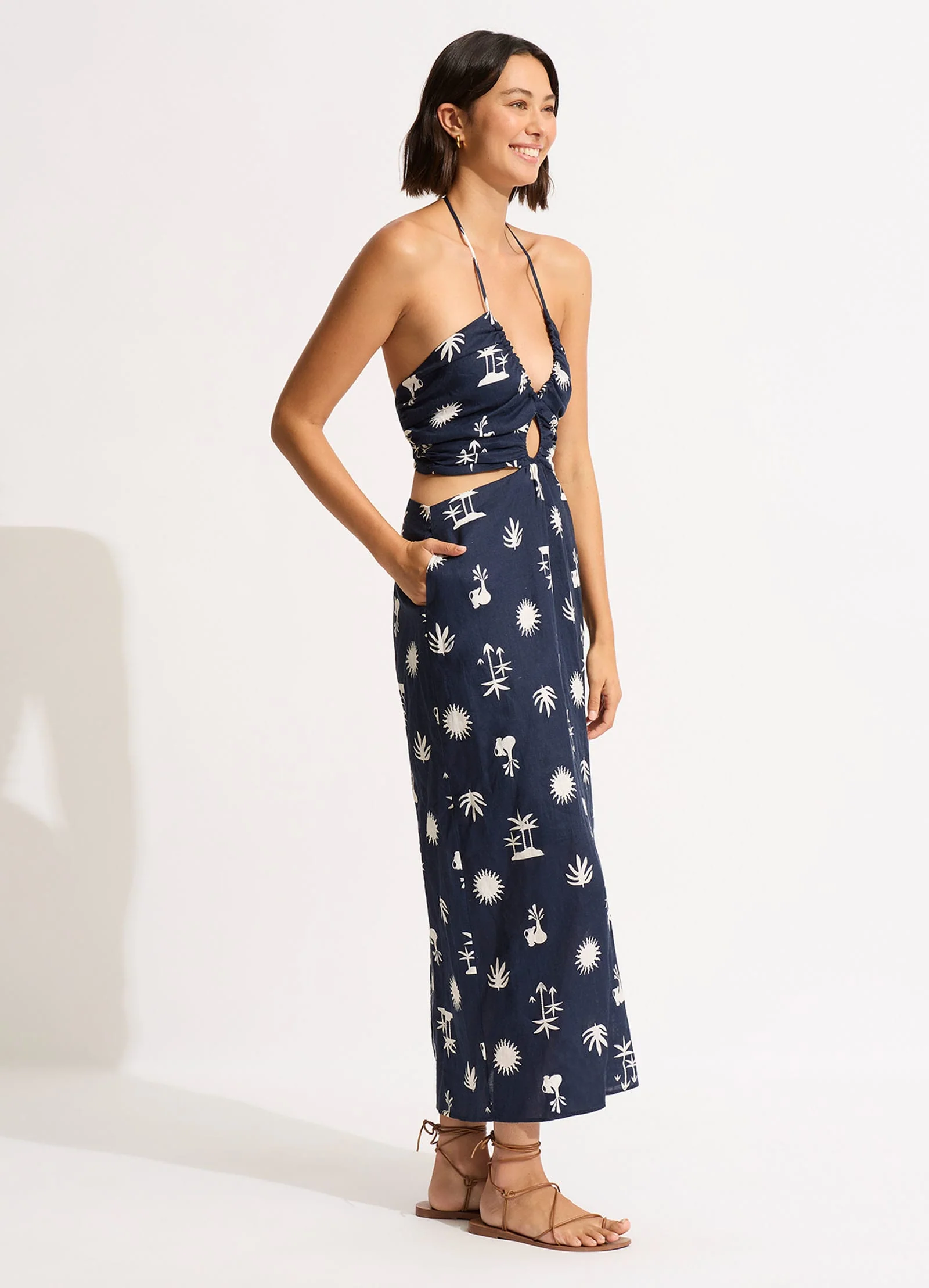 La Palma Maxi Dress - True Navy - Image 3
