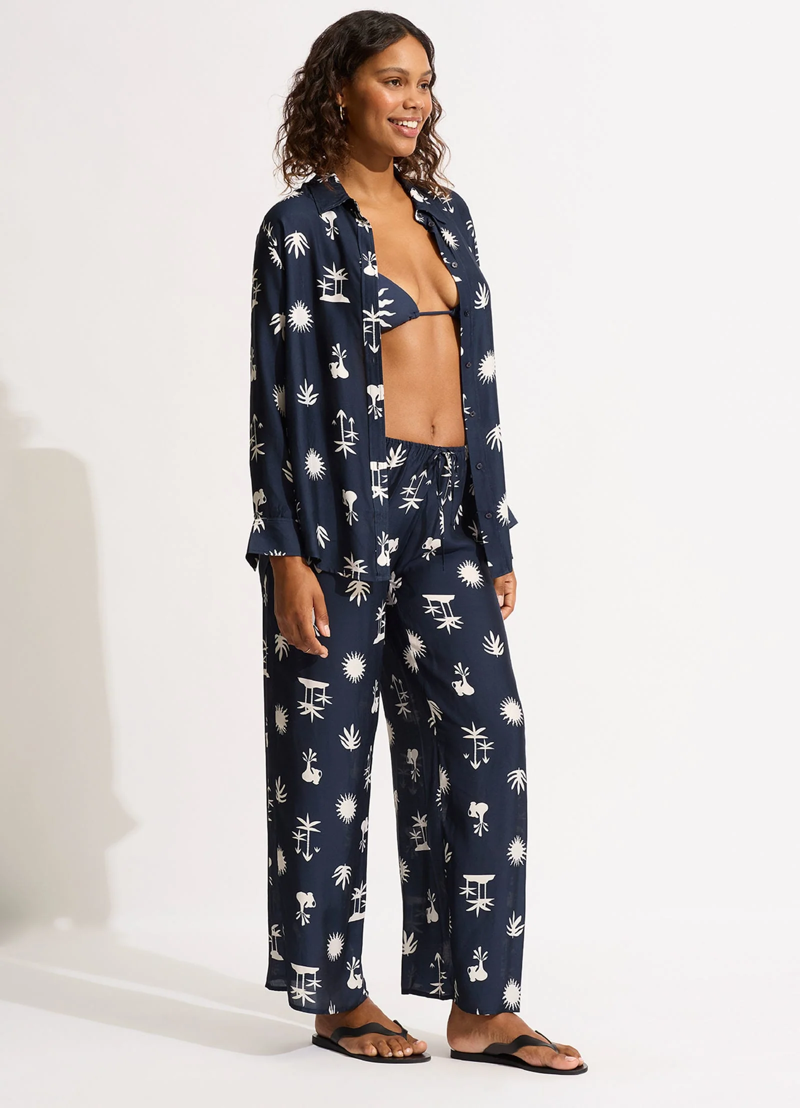 La Palma Silk Pant - True Navy - Image 3
