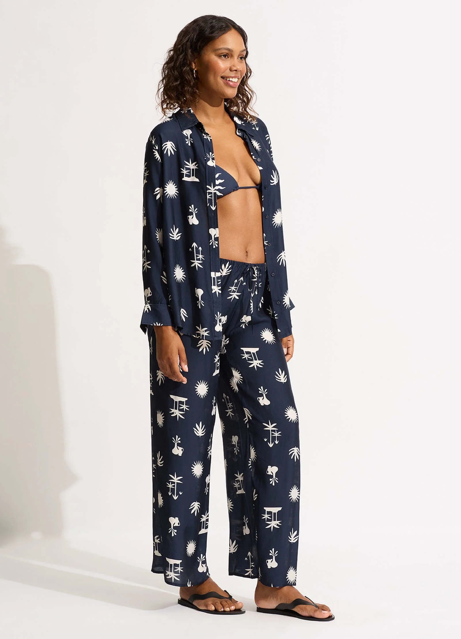 La Palma Silk Shirt - True Navy - Image 3