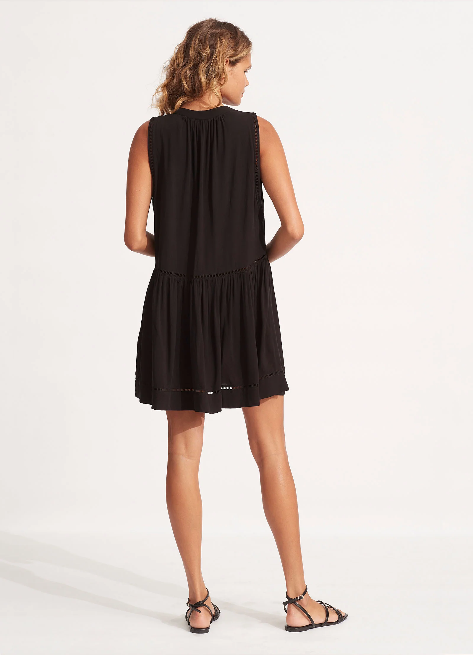 Ladder Detail Dress - Black - Image 3