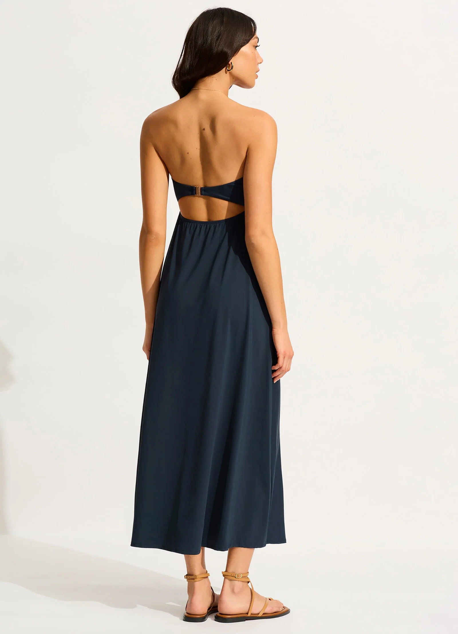Lucia Frill Midi Dress - True Navy - Image 3