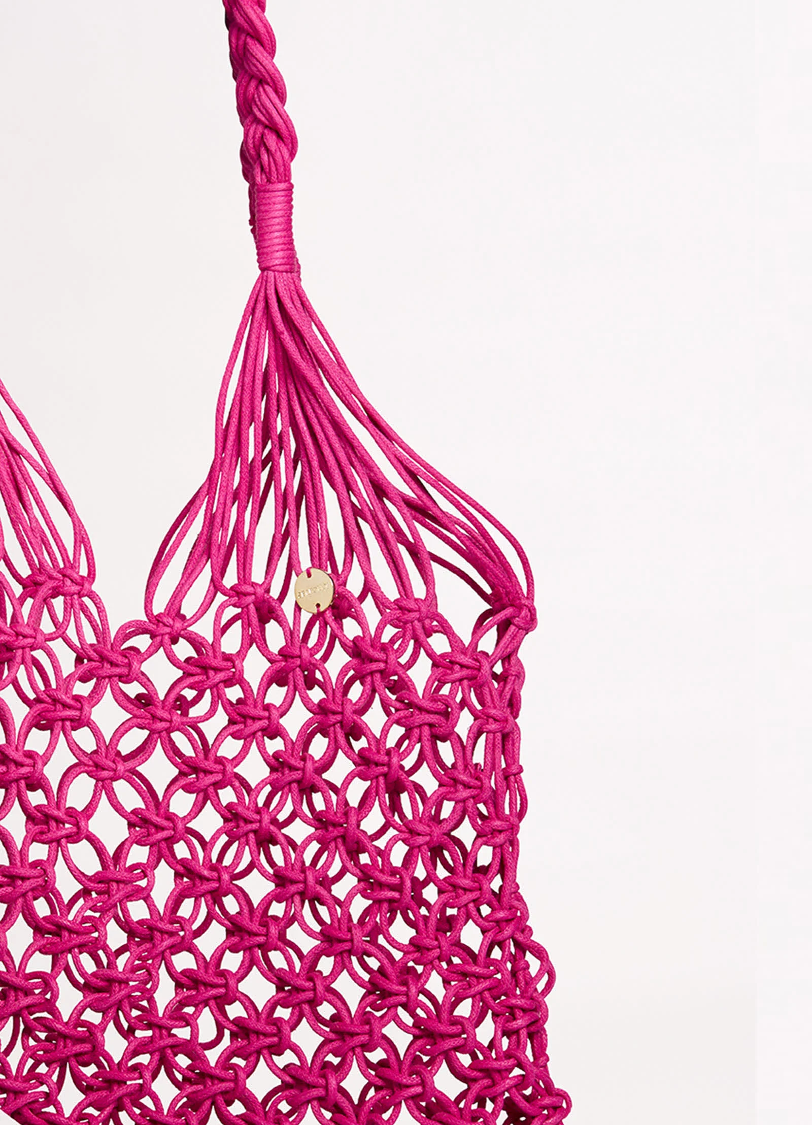 Macrame Cord Tote Bag - Pink - Image 3