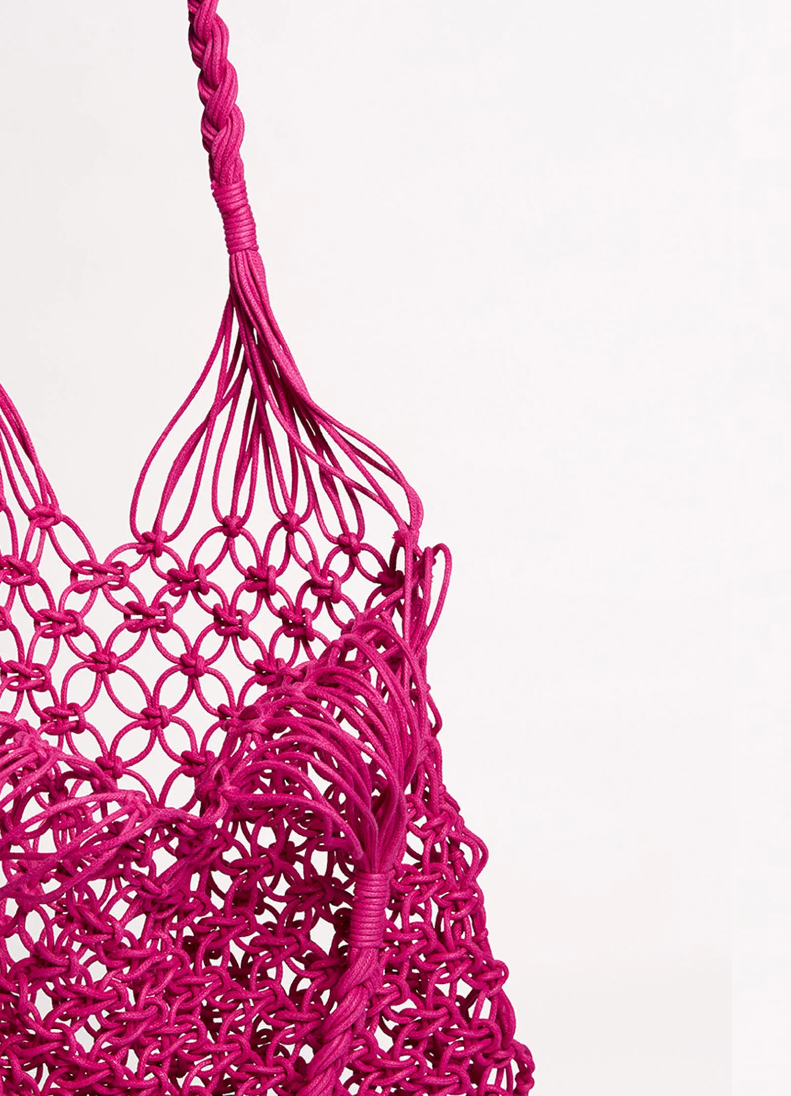 Macrame Cord Tote Bag - Pink - Image 4