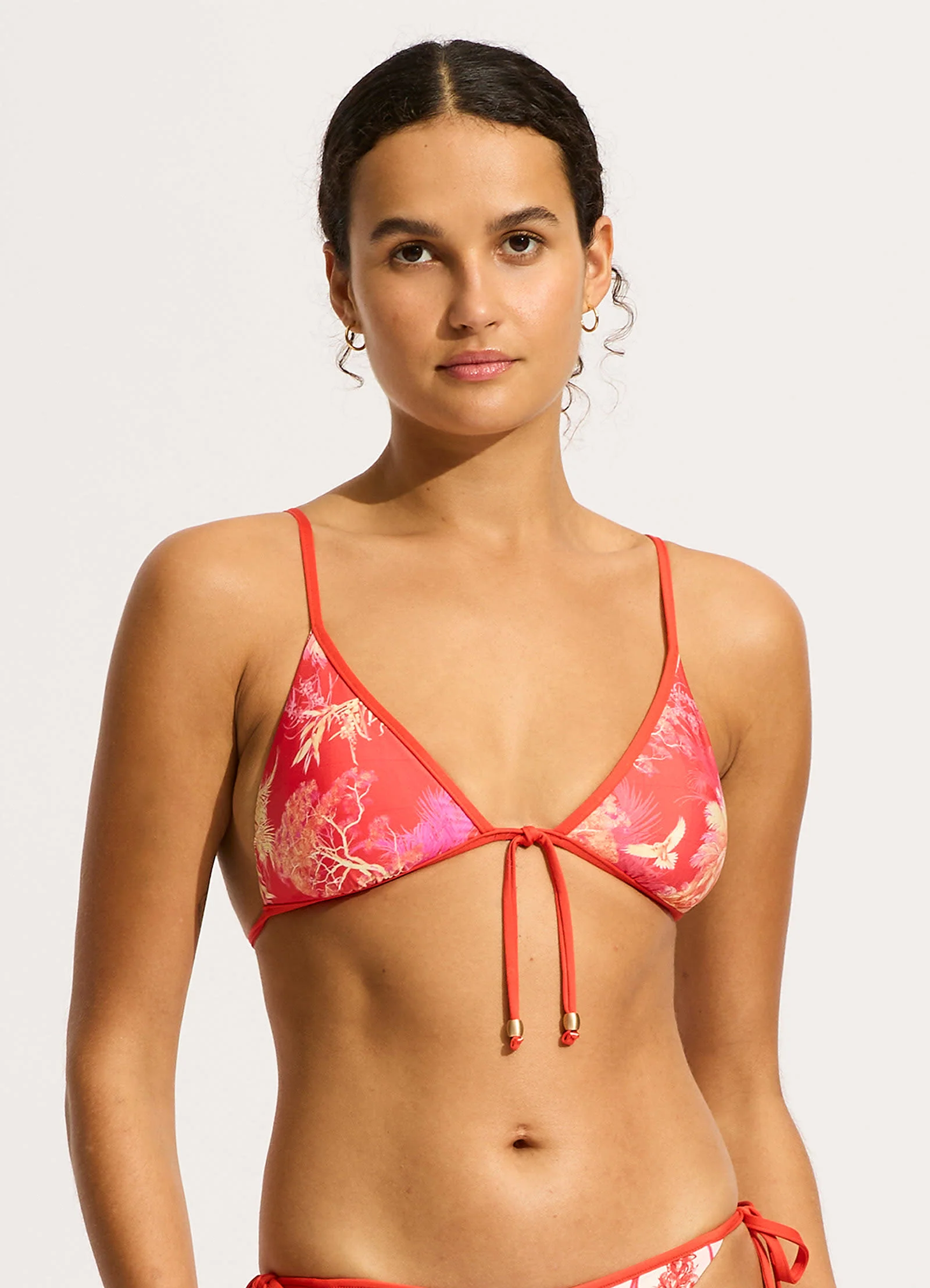 Marbella Slide Triangle Bikini Top - Flame - Image 2