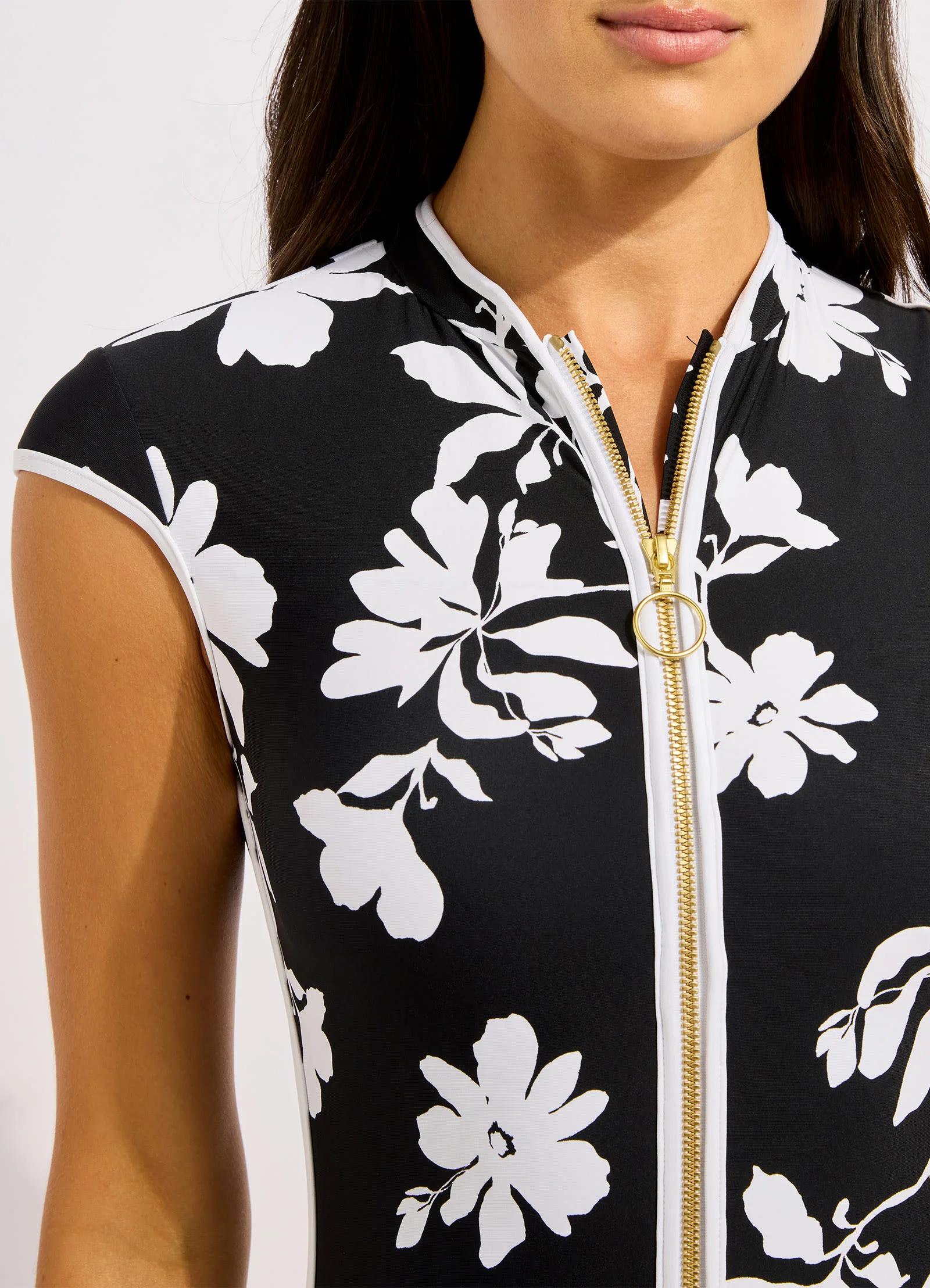 Mayflower Cap Sleeve Zip Front One Piece Swimsuit - Image 4