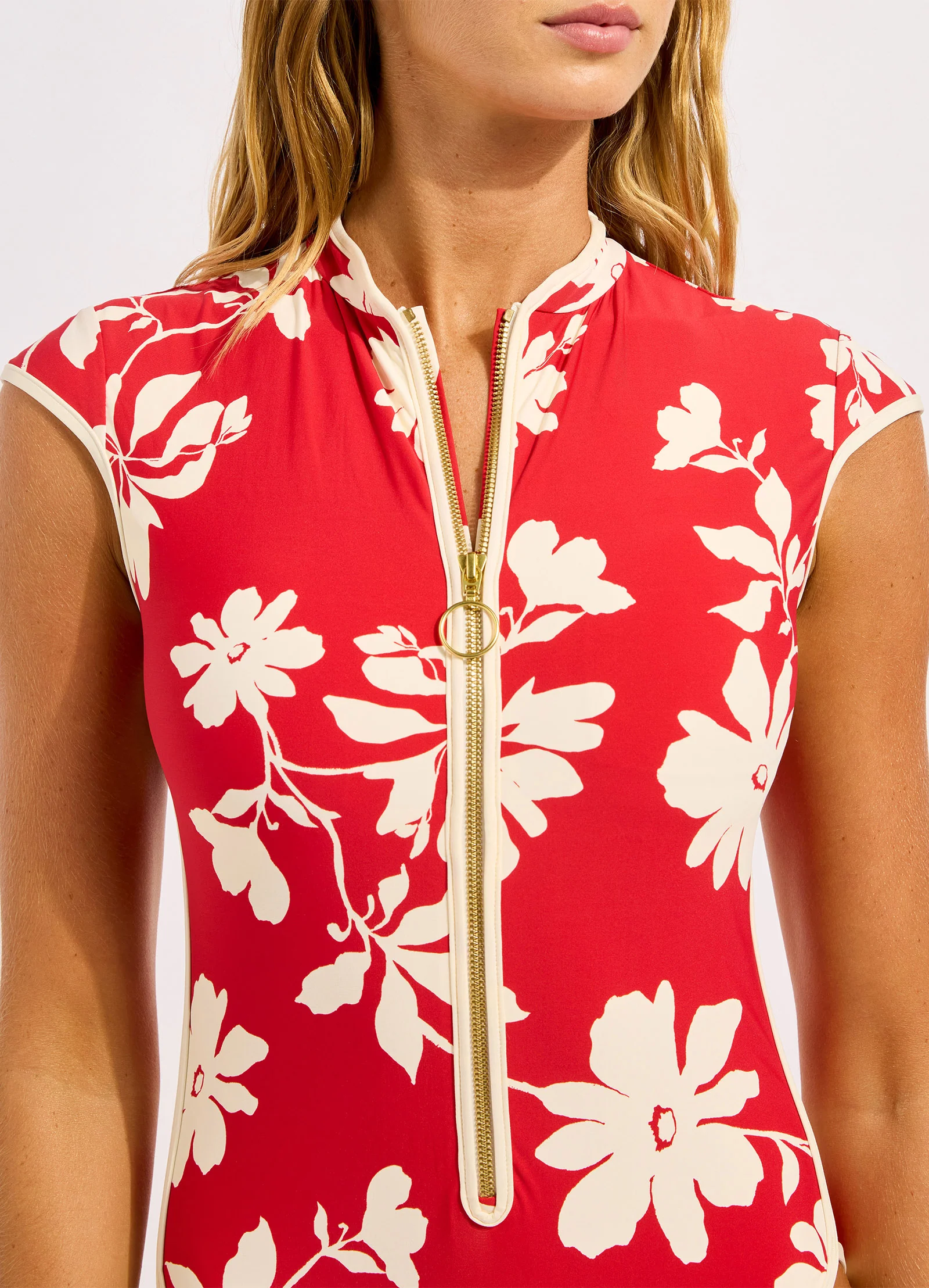 Mayflower Cap Sleeve Zip Front One Piece Swimsuit - Image 5