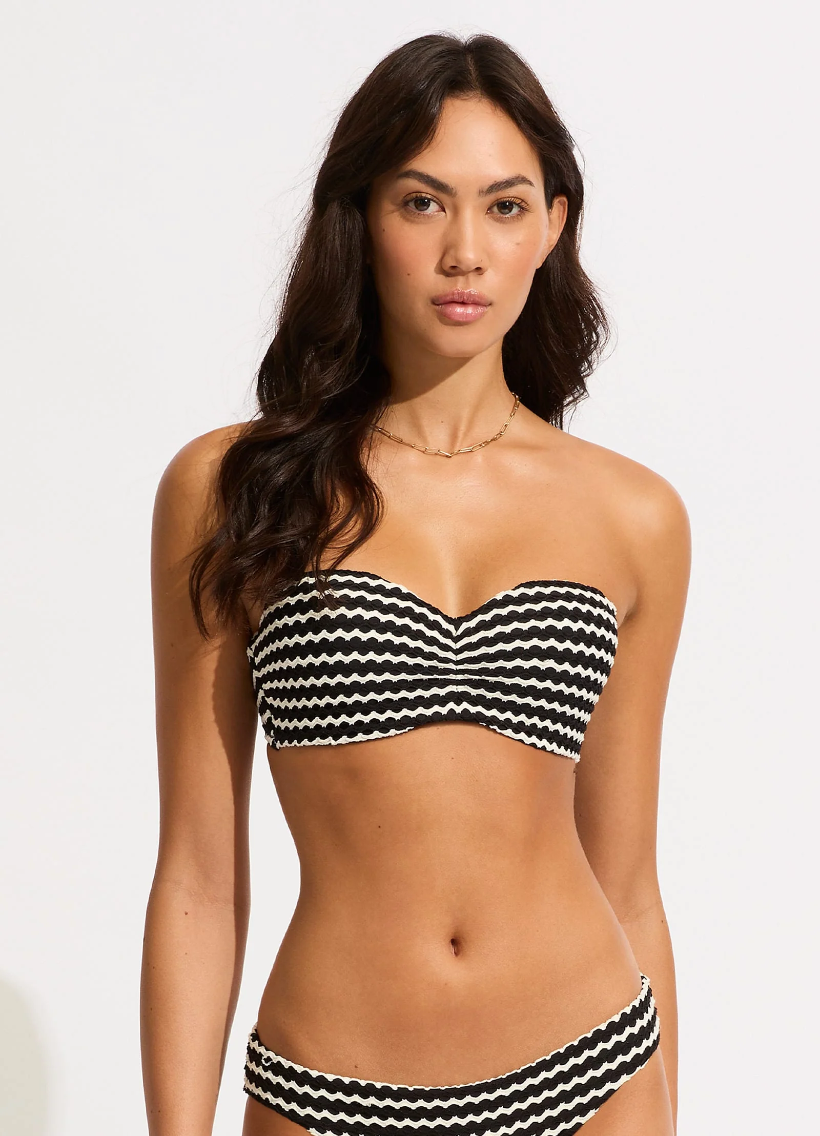 Mesh Effect Bustier Bandeau Bikini Top - Black - Image 2