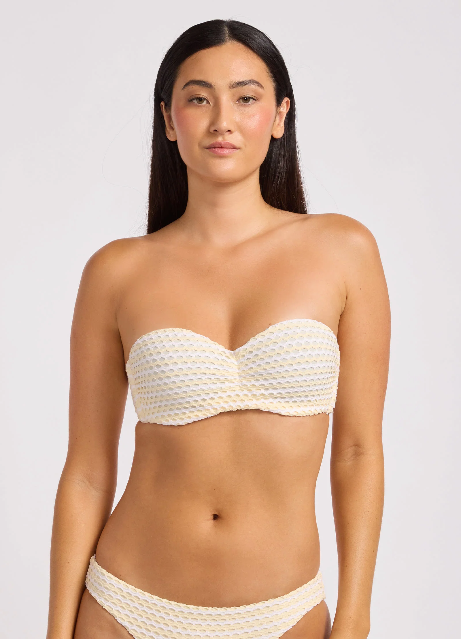 Mesh Effect Bustier Bandeau Bikini Top - Image 2