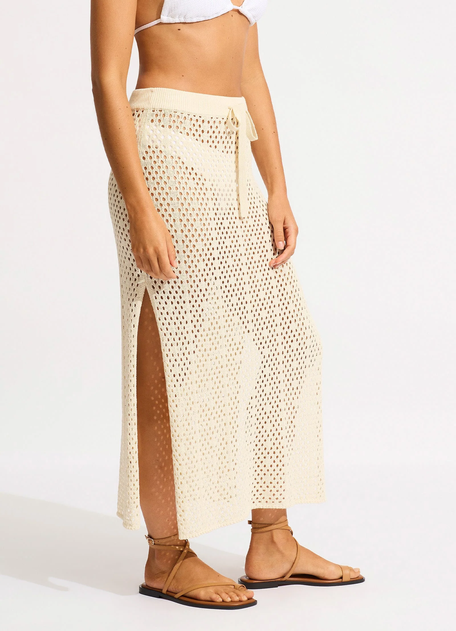 Midi Knit Skirt - Natural - Image 2