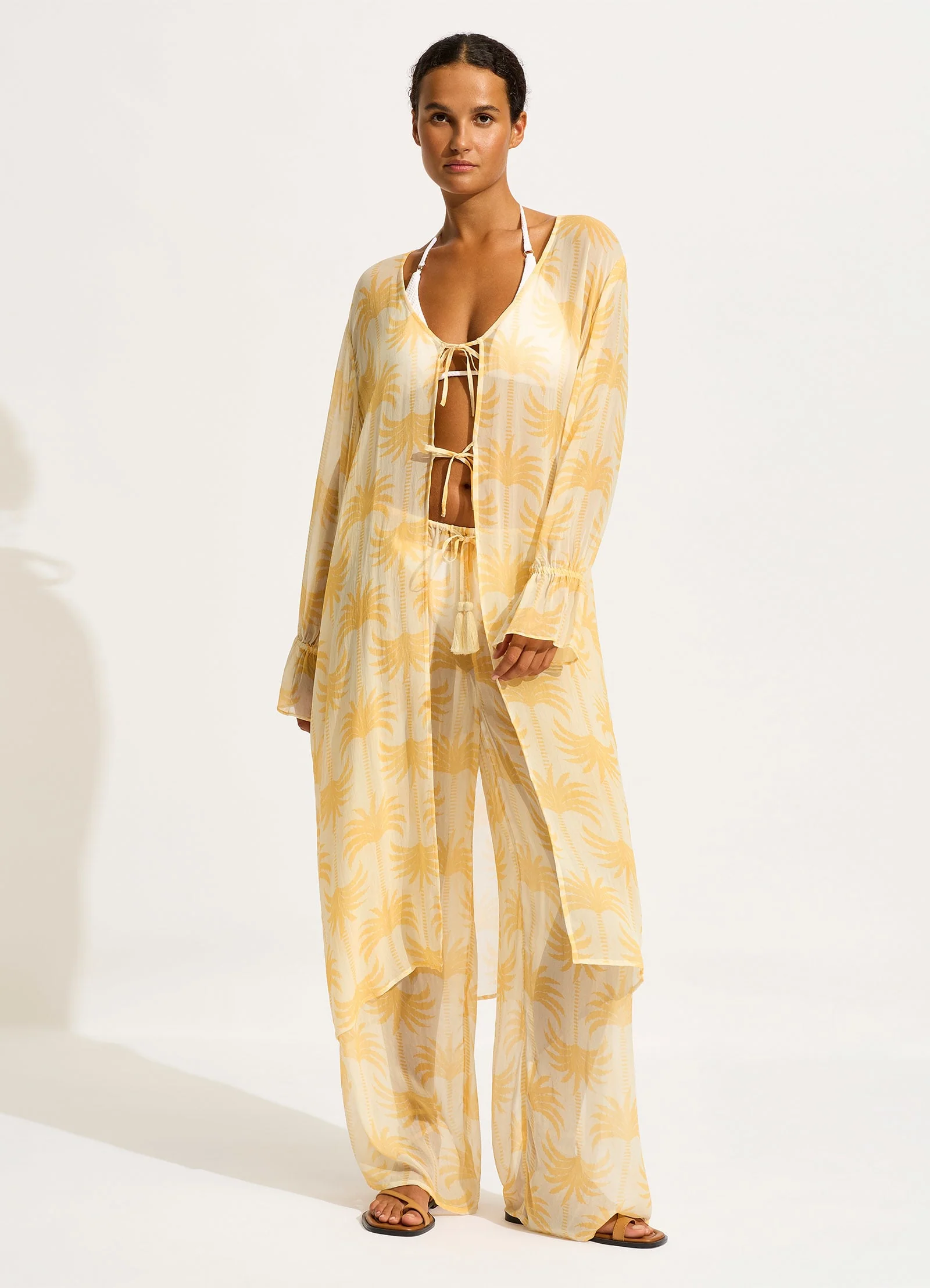 Oasis Tie Front Cover Up - Ecru - Image 6