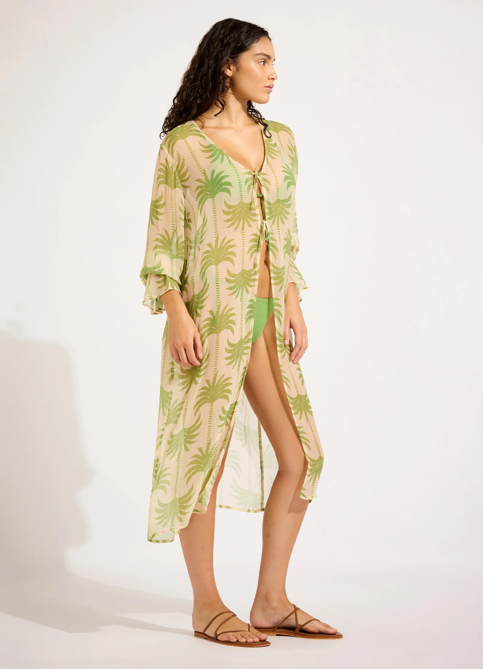 Oasis Tie Front Cover Up - Sage - Image 2