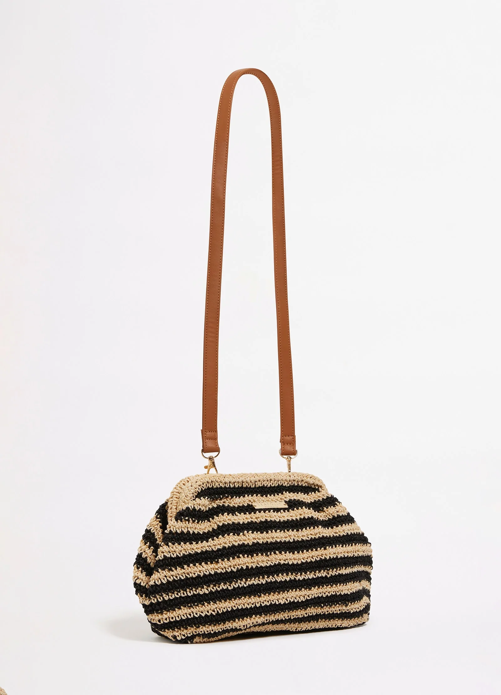 Raffia Stripe Pouch Bag - Image 2