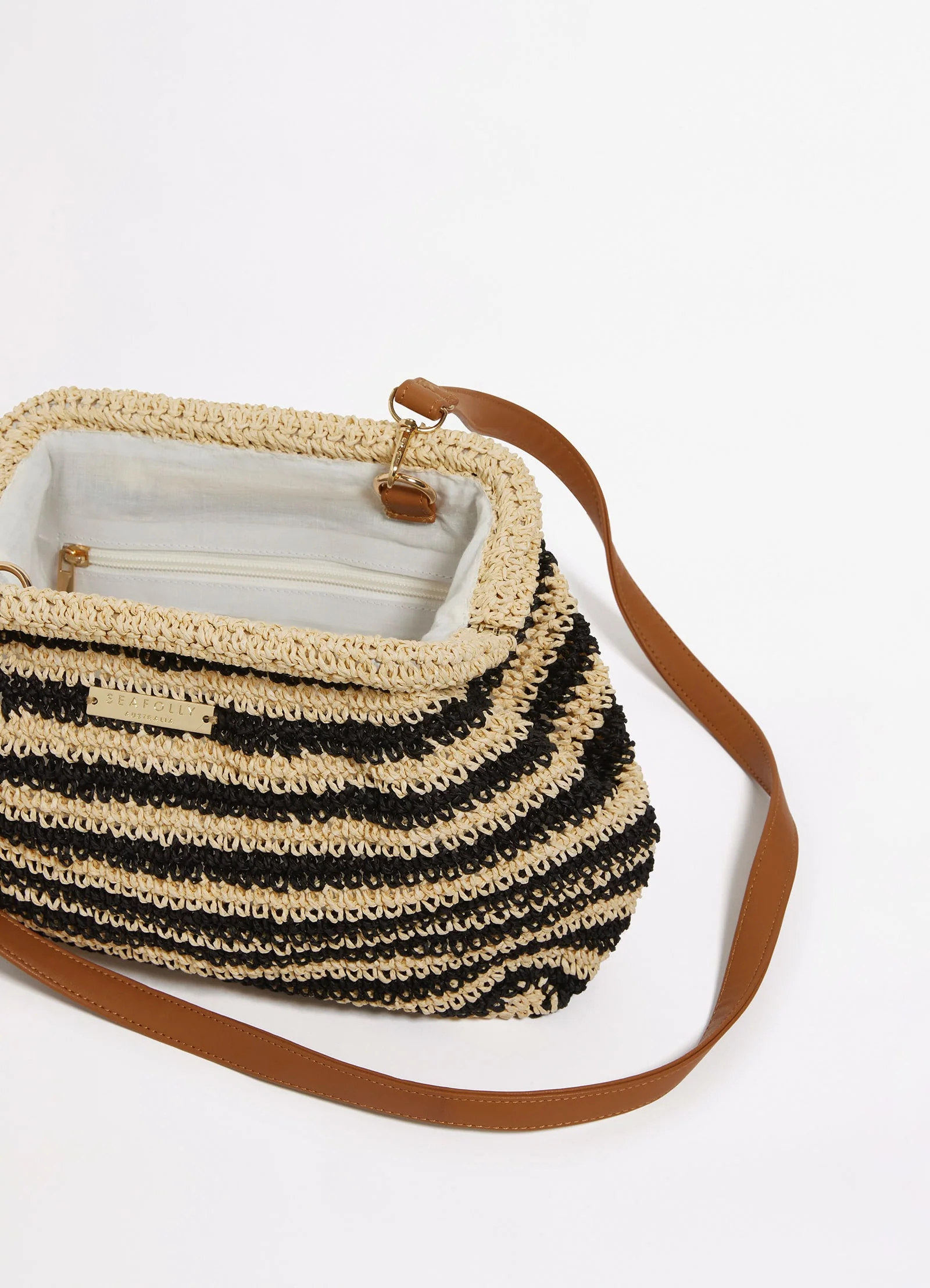 Raffia Stripe Pouch Bag - Image 3