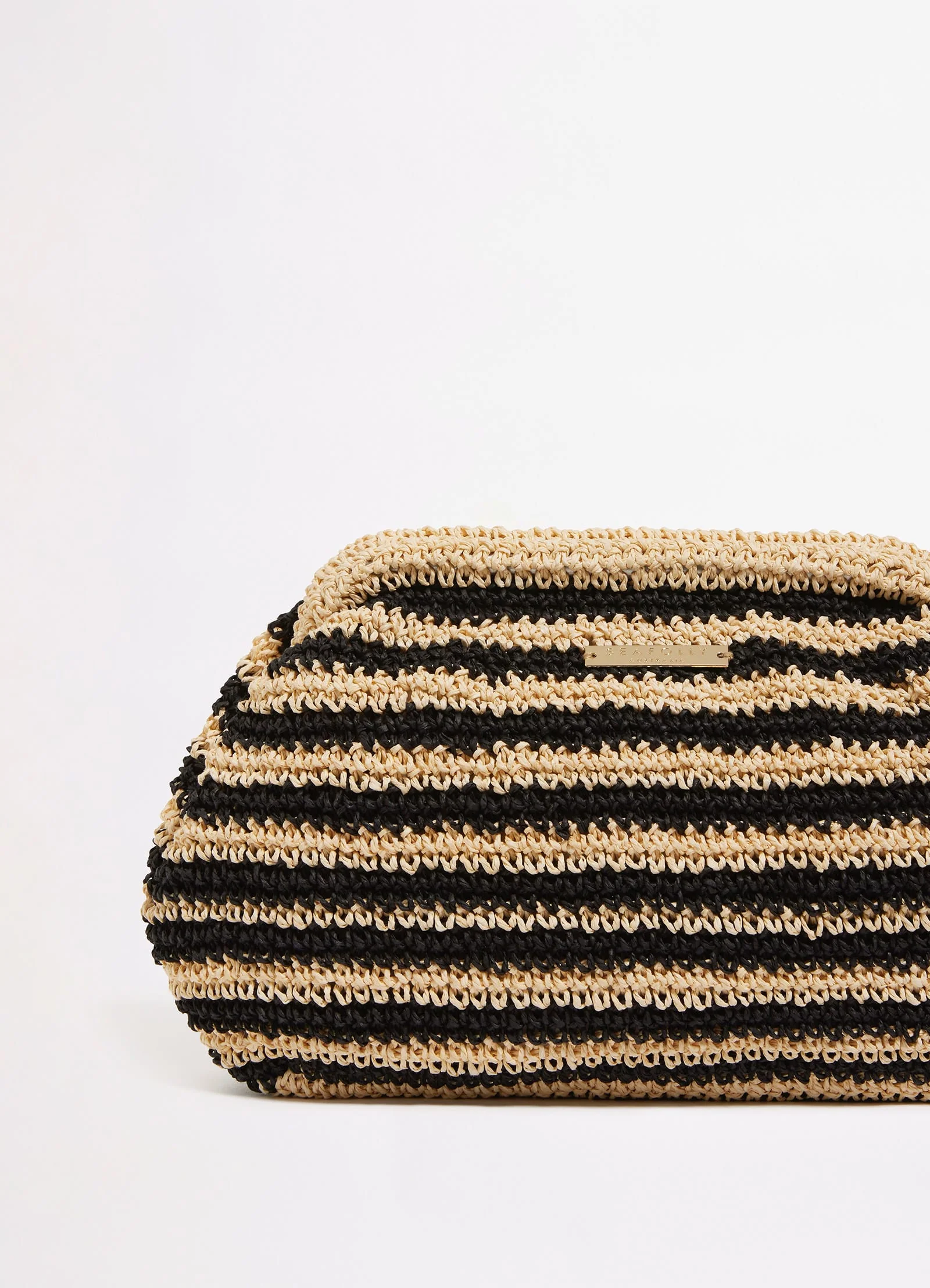 Raffia Stripe Pouch Bag - Image 4