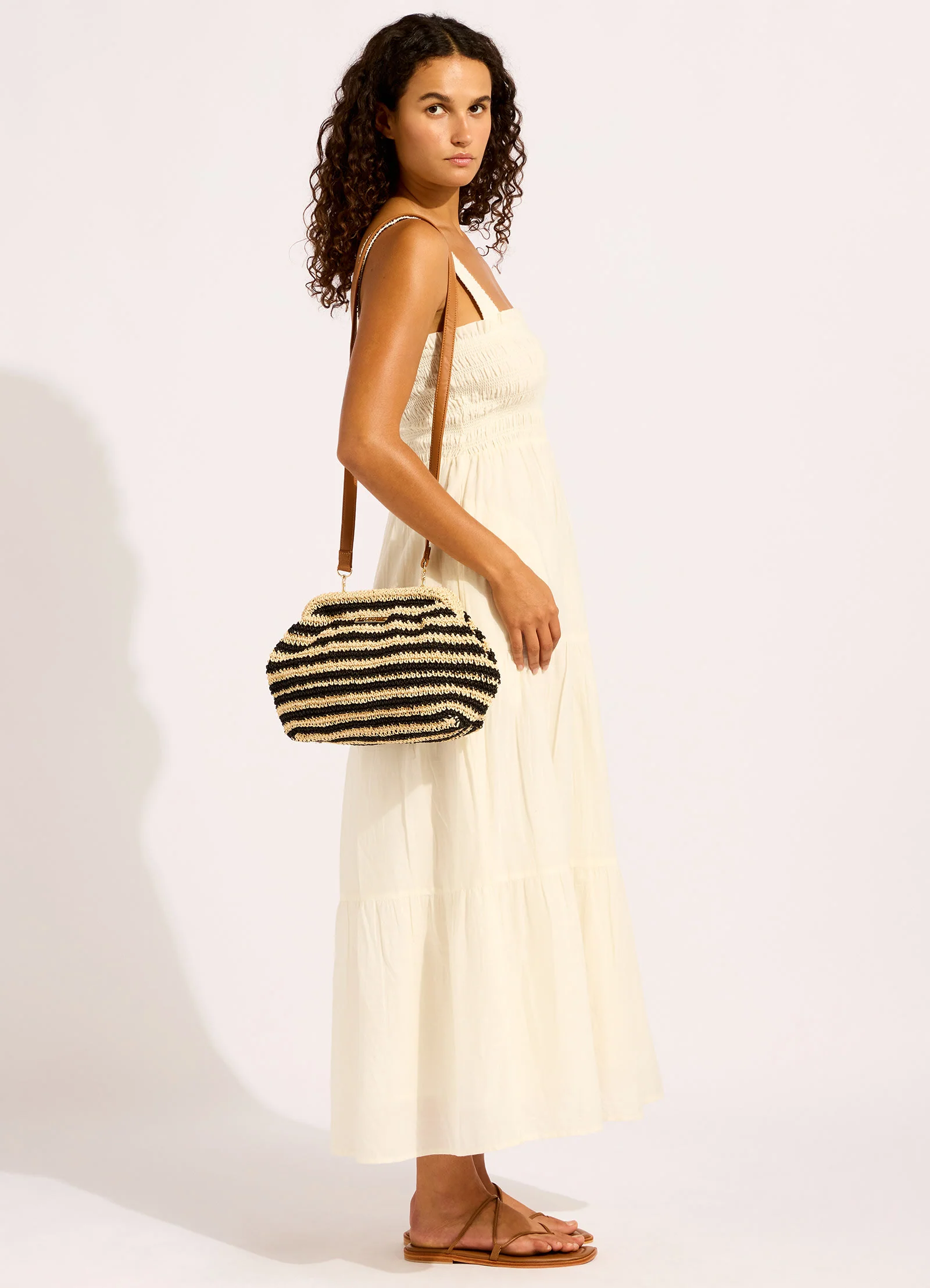 Raffia Stripe Pouch Bag - Image 5