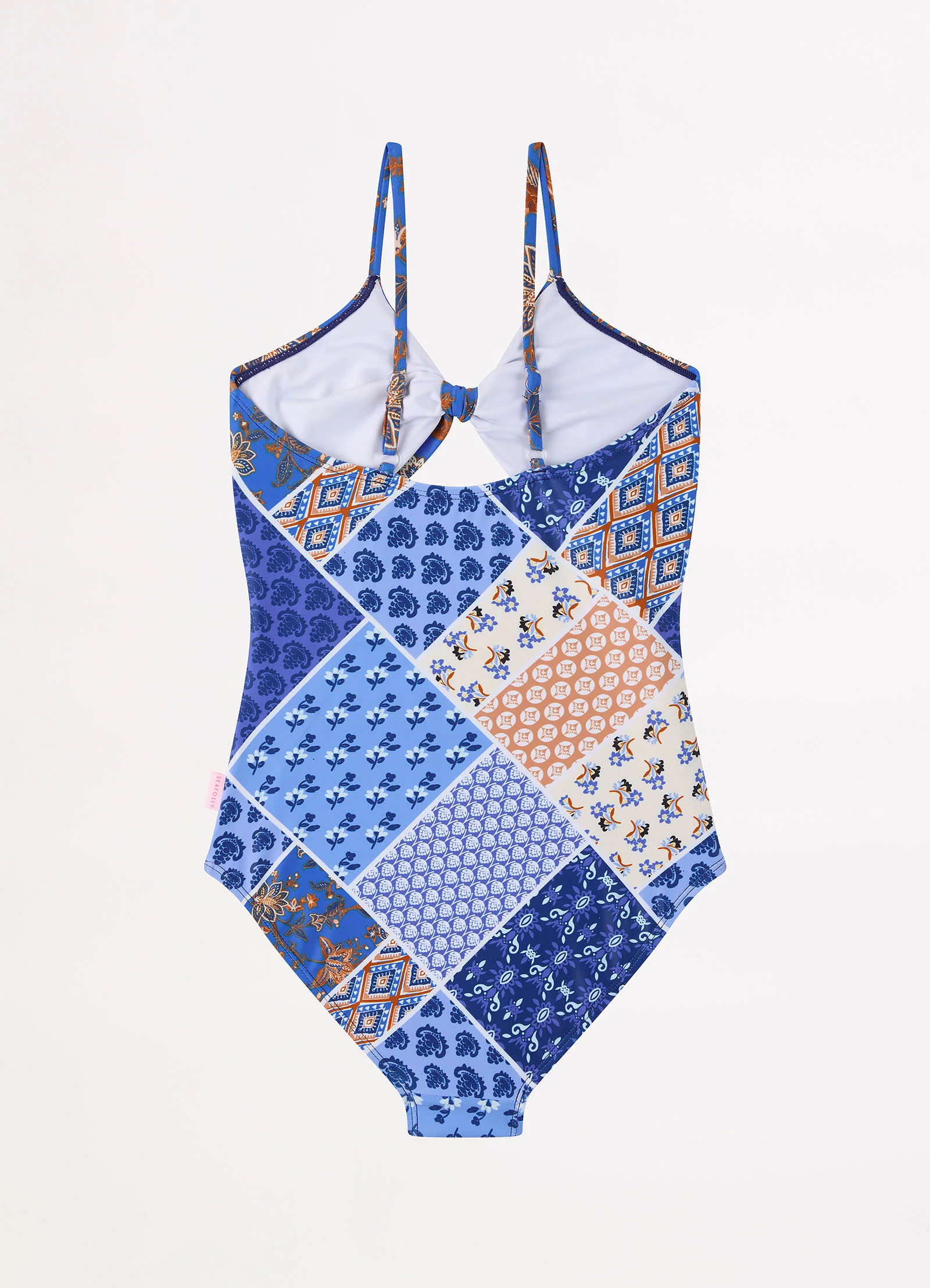 Royal Sapphire Girls Spliced Bow One Piece - Blue - Image 3