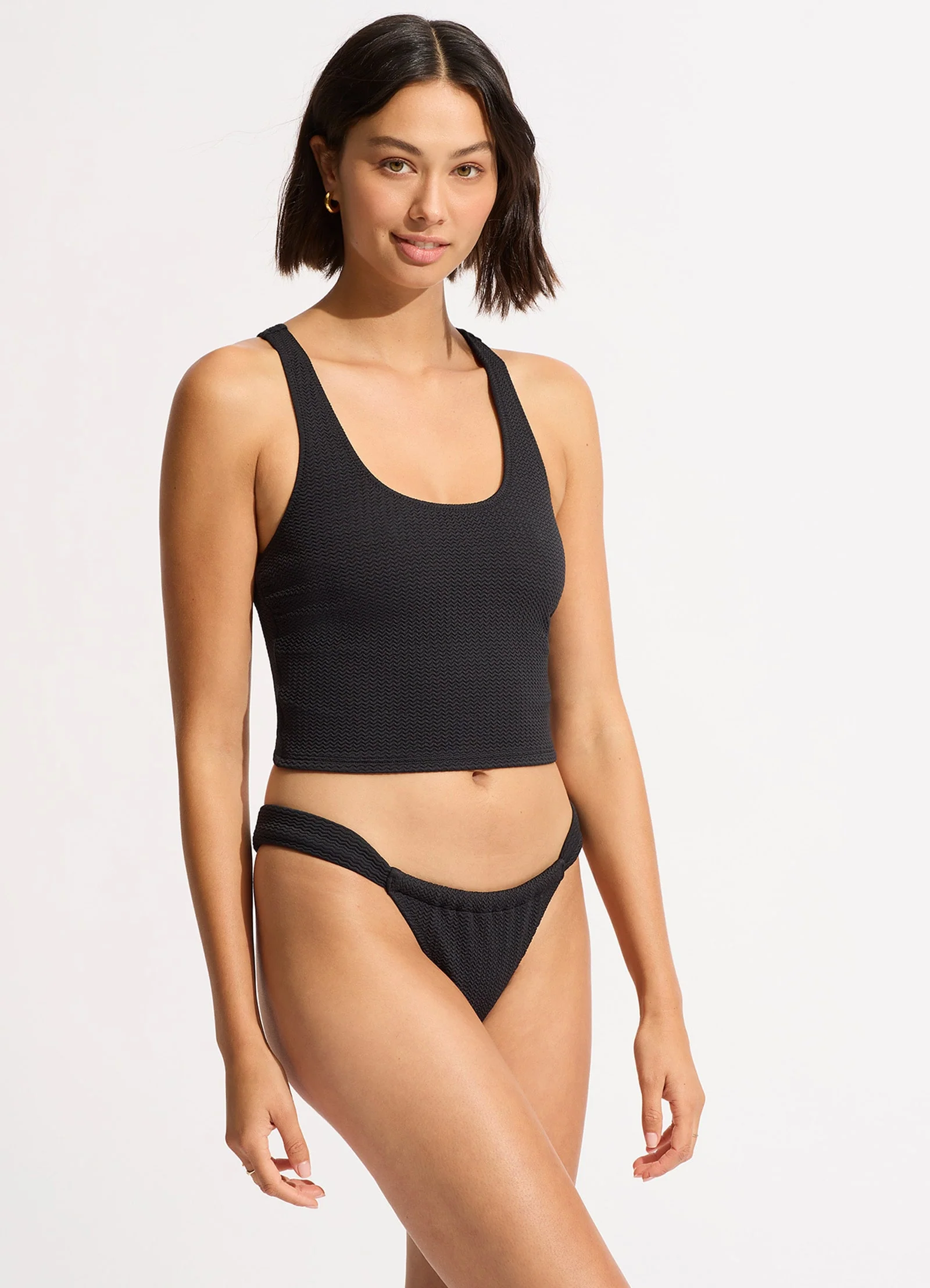 Sea Dive Action Back Tank Bikini Top - Black - Image 3